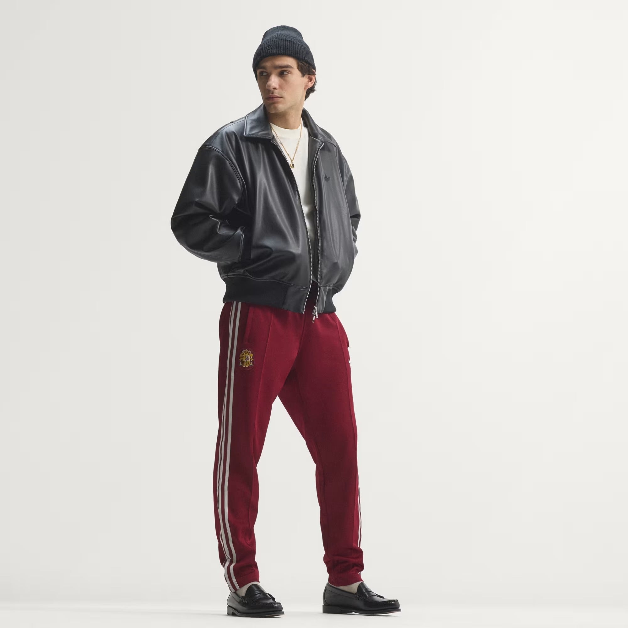 [JZ2255] MENS ADIDAS FEF SPAIN ORIGINALS TRACK PANTS - TEAM COLL BURGUNDY