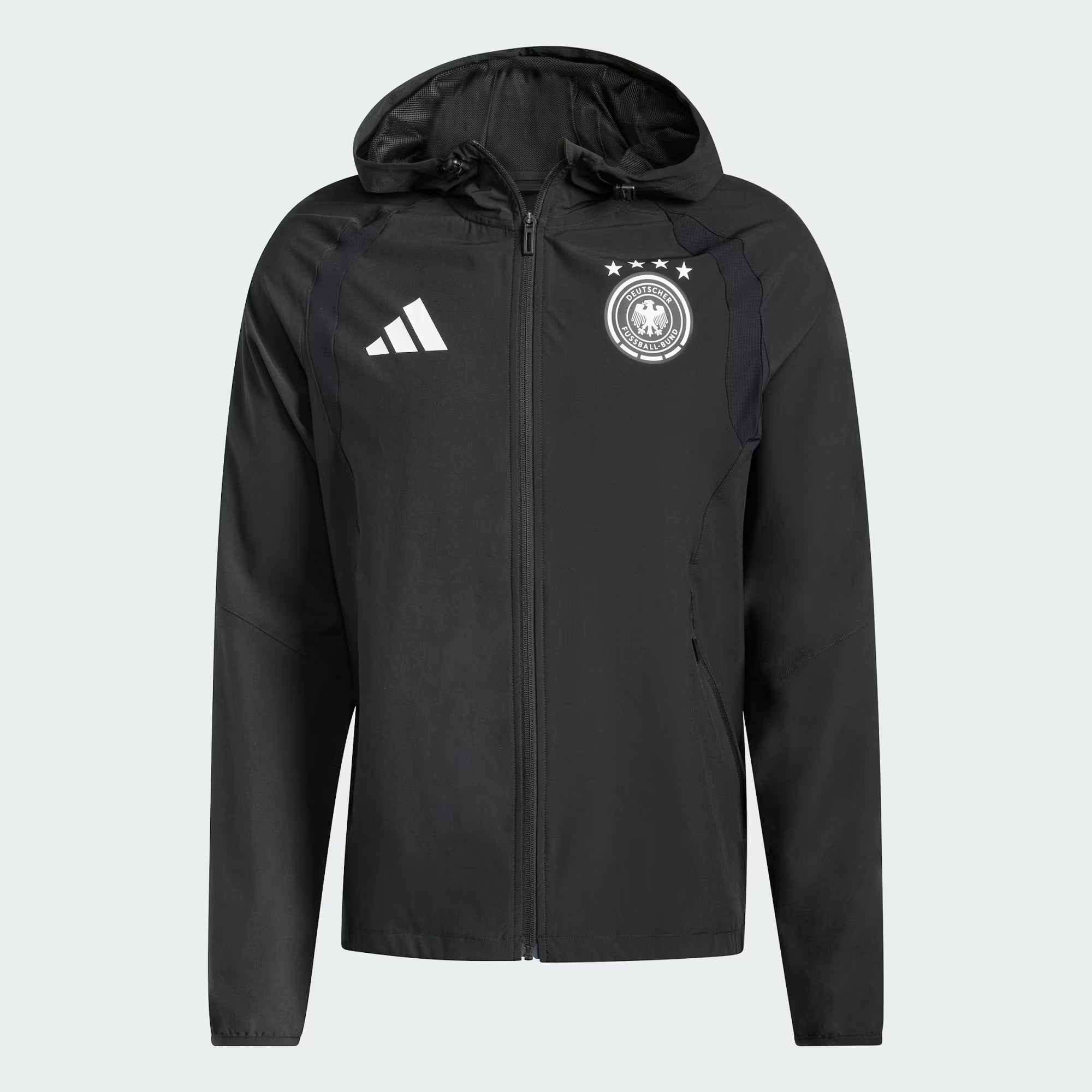 [JZ9326] MENS ADIDAS DFB GERMANY TIRO TRAVEL FULL ZIP WINDBREAKER - BLACK