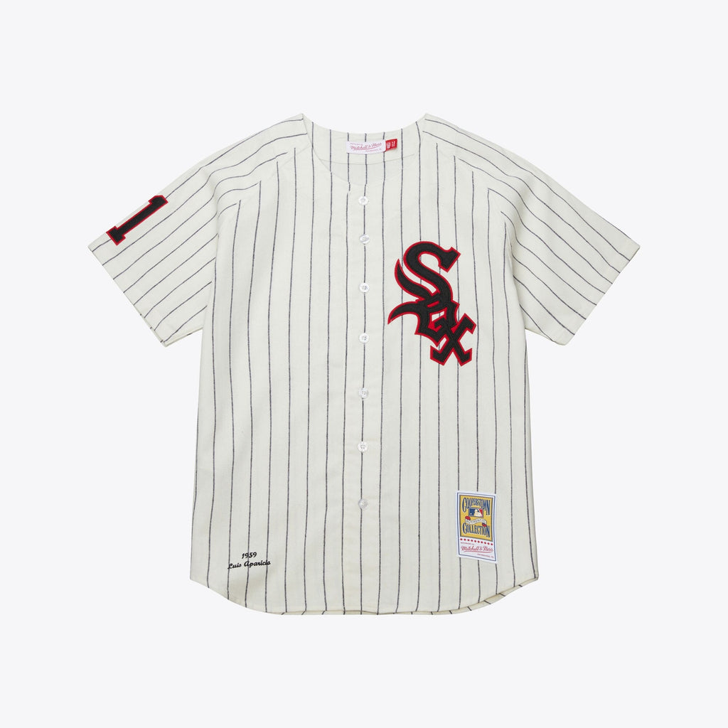 MENS MITCHELL & NESS MLB CREAM PINSTRIPE JERSEY WHITE SOX 1959 LUIS APARICIO