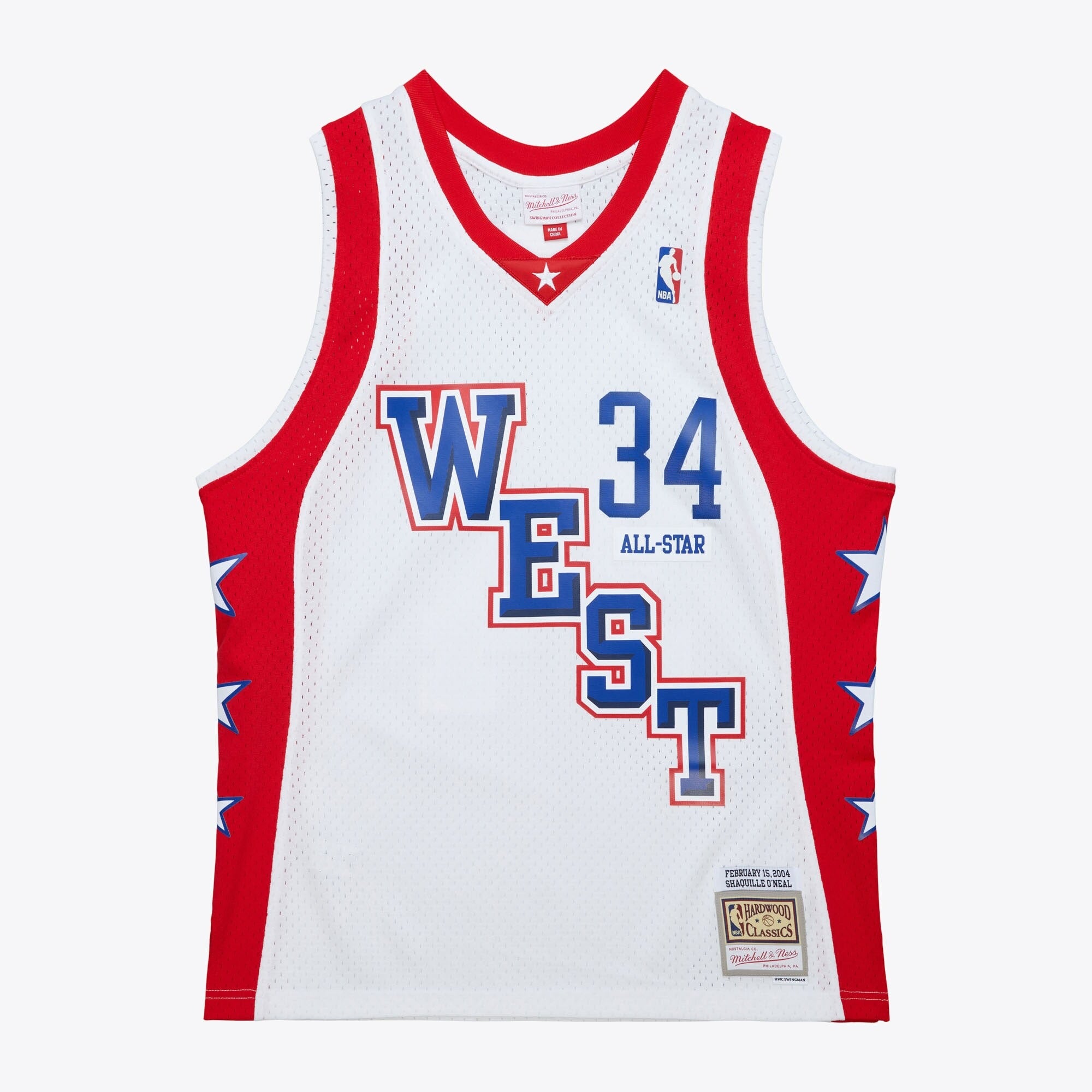 MENS MITCHELL & NESS NBA WHITE JERSEY ALL-STAR 2004 SHAQUILLE O'NEAL