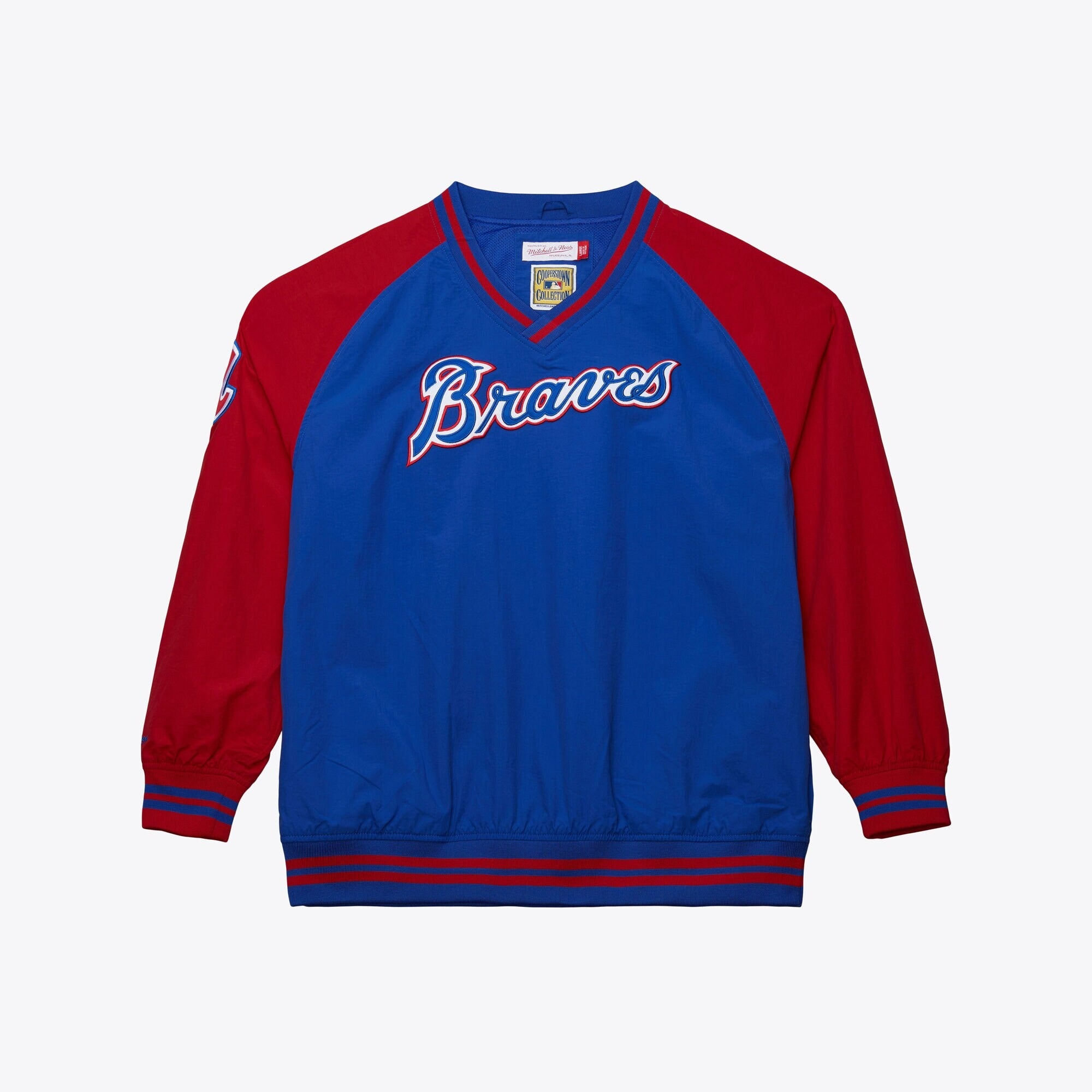 MENS MITCHELL & NESS MLB NYLON PULLOVER JACKET VINTAGE LOGO BRAVES
