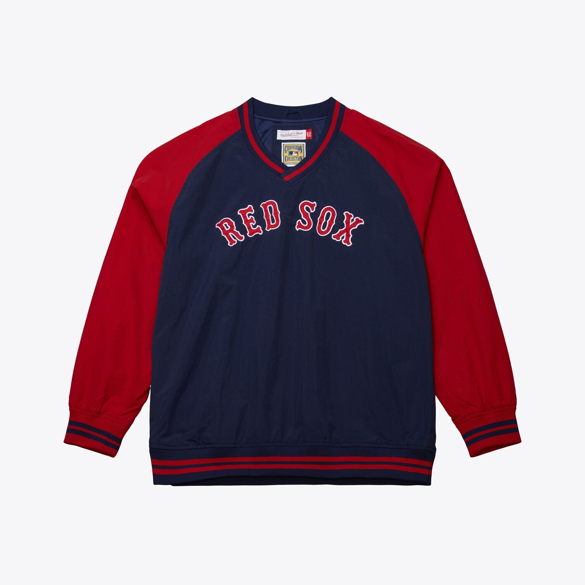 MENS MITCHELL & NESS MLB NYLON PULLOVER JACKET VINTAGE LOGO RED SOX