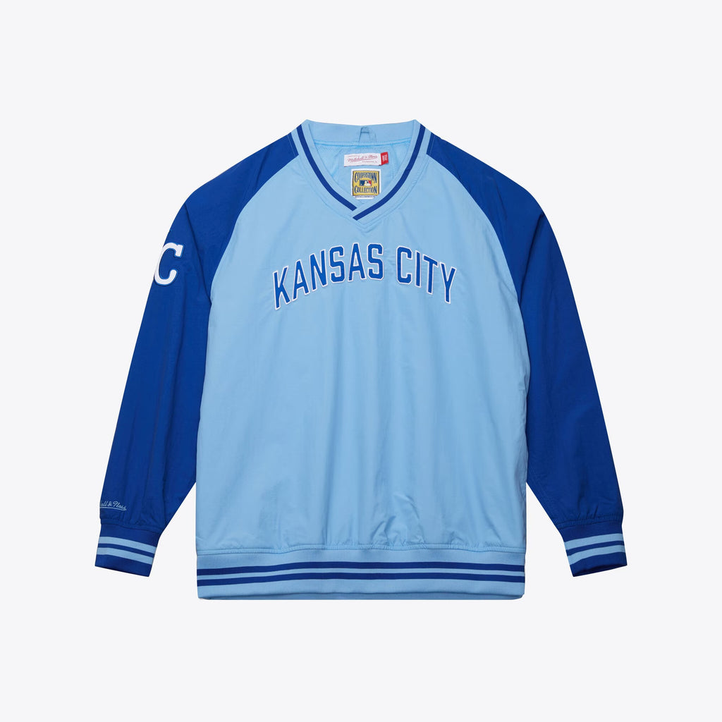 MENS MITCHELL & NESS MLB NYLON PULLOVER JACKET VINTAGE LOGO ROYALS