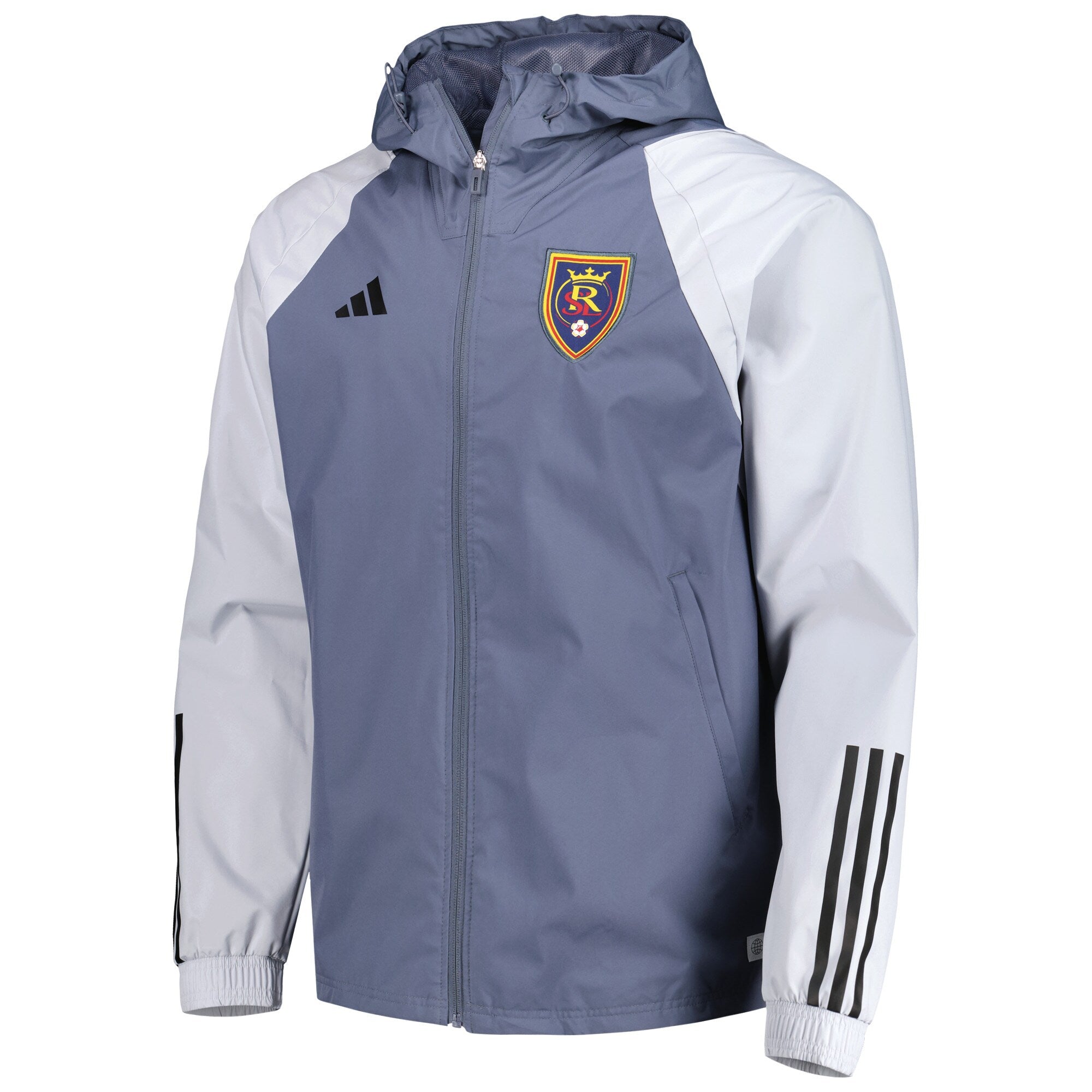 [IL3028] MENS ADIDAS REAL SALT LAKE ALL-WEATHER RAGLAN HOODIE FULL-ZIP JACKET
