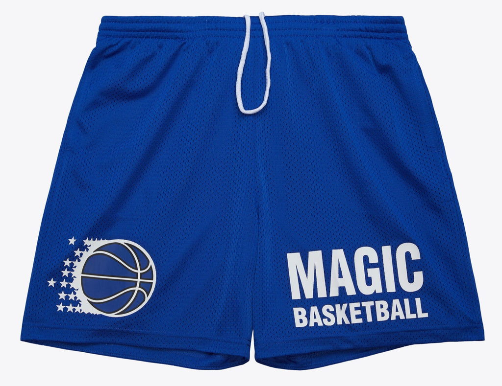 MENS MITCHELL & NESS NBA GAMEDAY MESH 7IN SHORTS VINTAGE LOGO MAGIC