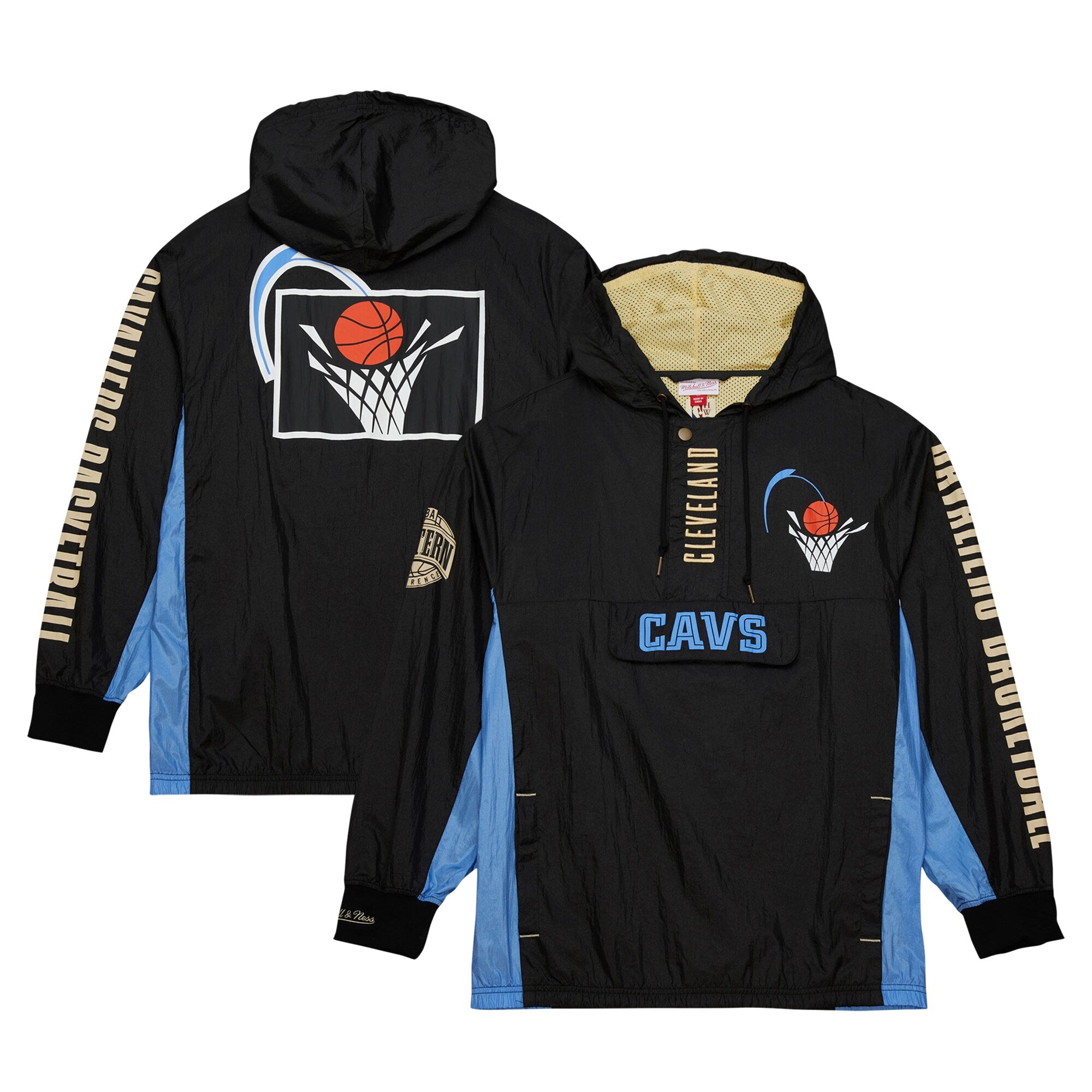 MENS MITCHELL & NESS NBA TEAM OG 2.0 ANORAK WINDBREAKER VINTAGE LOGO CAVALIERS