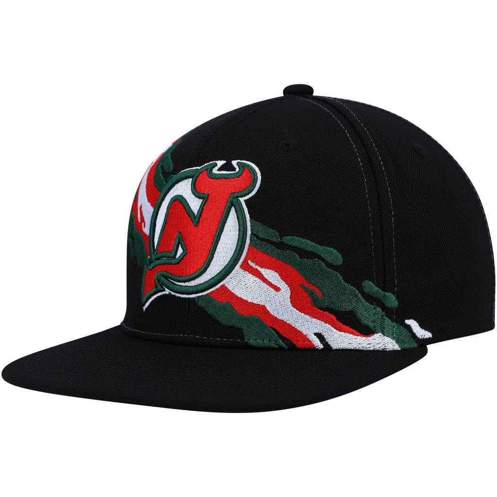 MENS MITCHELL & NESS NHL VINTAGE PAINTBRUSH SNAPBACK DEVILS - BLACK