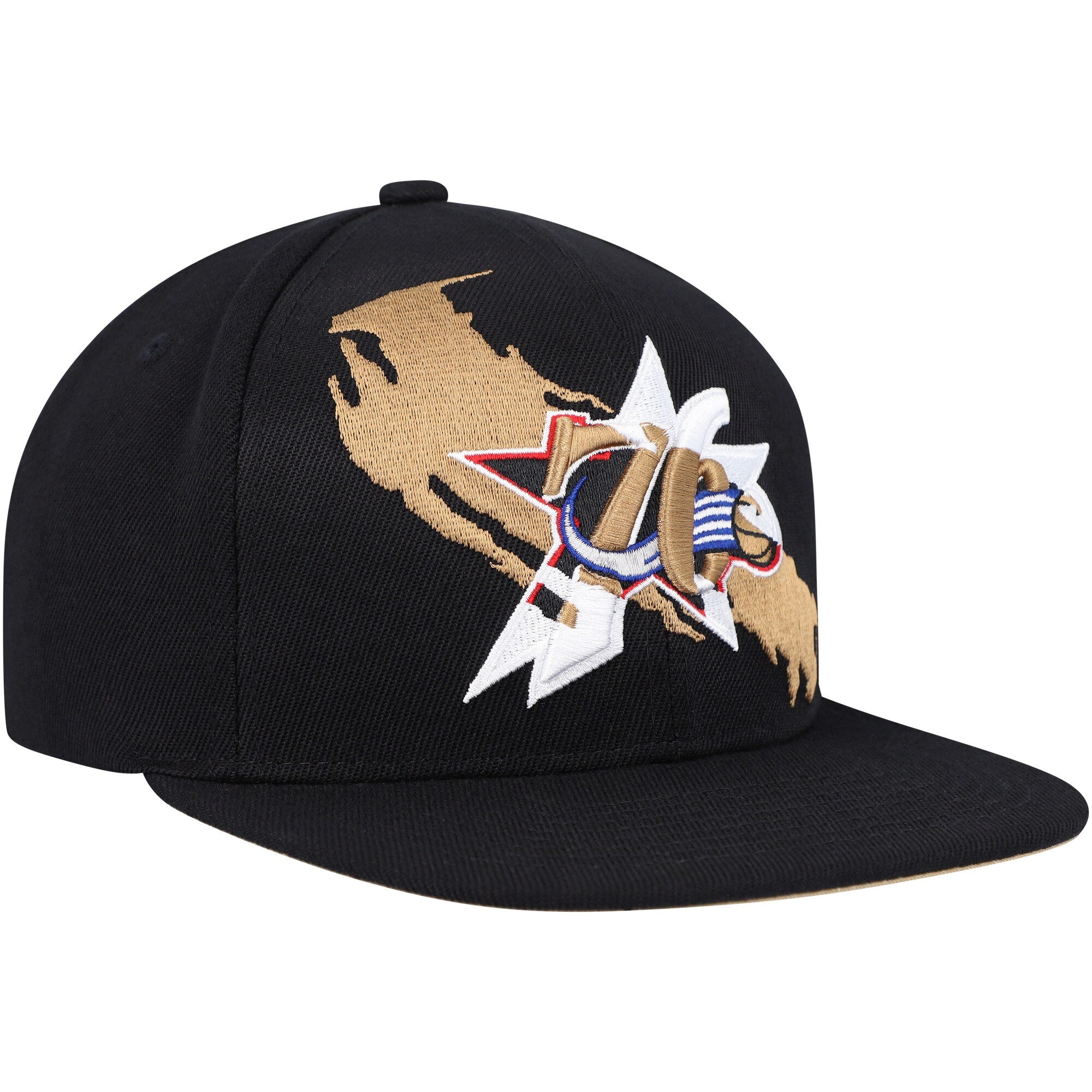 MENS MITCHELL & NESS NBA PAINT BY NUMBER SNAPBACK HWC 76ERS - BLACK