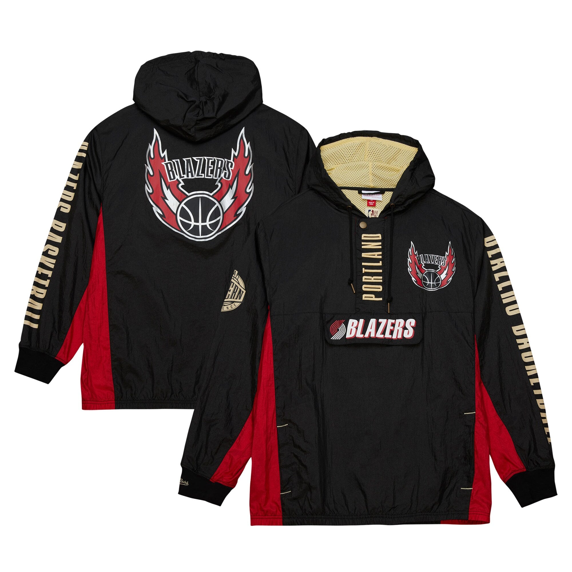 MENS MITCHELL & NESS NBA TEAM OG 2.0 WINDBREAKER VINTAGE LOGO TRAIL BLAZERS