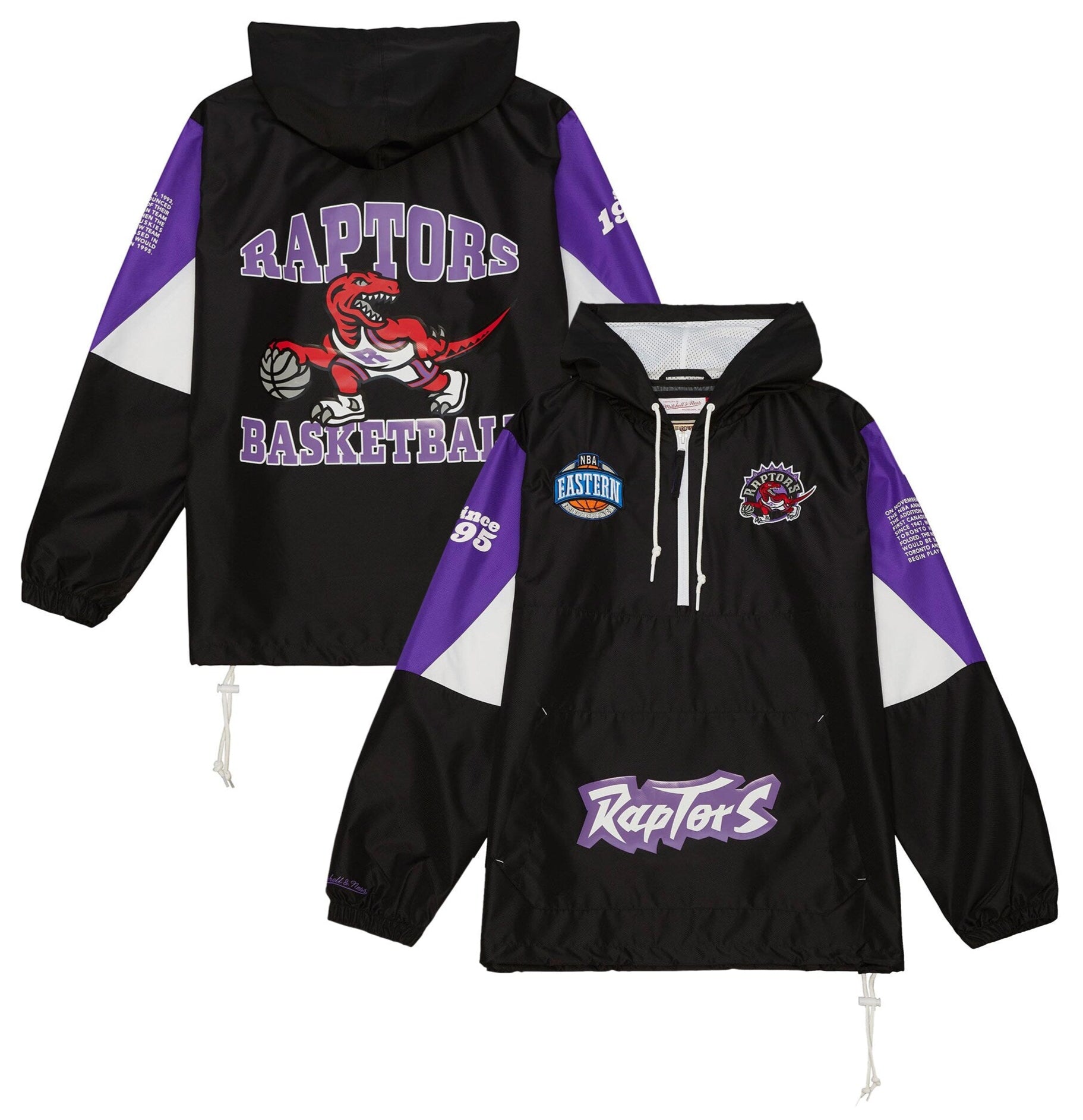 MENS MITCHELL & NESS NBA TEAM ORIGINS PULLOVER ANORAK RAPTORS