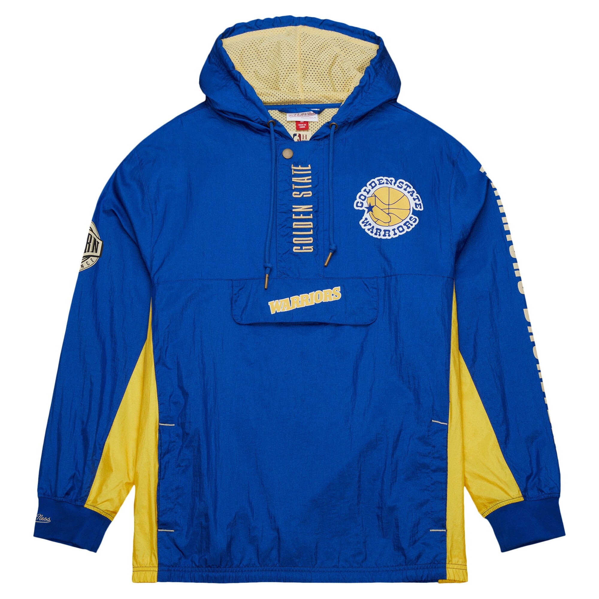 MENS MITCHELL & NESS NBA TEAM OG 2.0 ANORAK WINDBREAKER VINTAGE LOGO WARRIORS