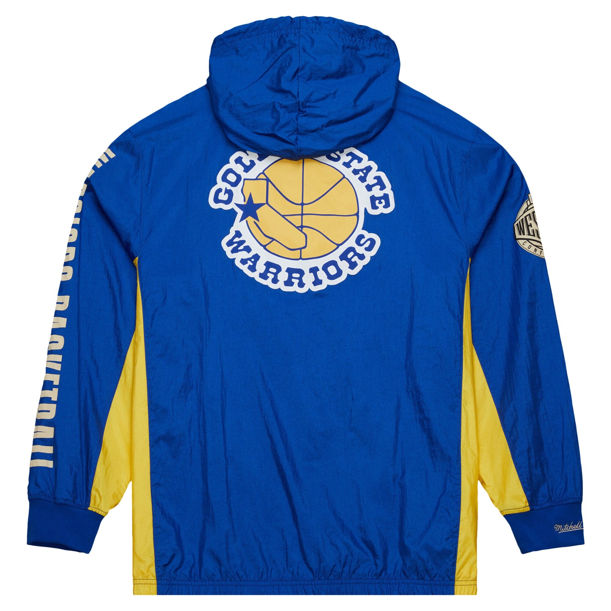 MENS MITCHELL & NESS NBA TEAM OG 2.0 ANORAK WINDBREAKER VINTAGE LOGO WARRIORS