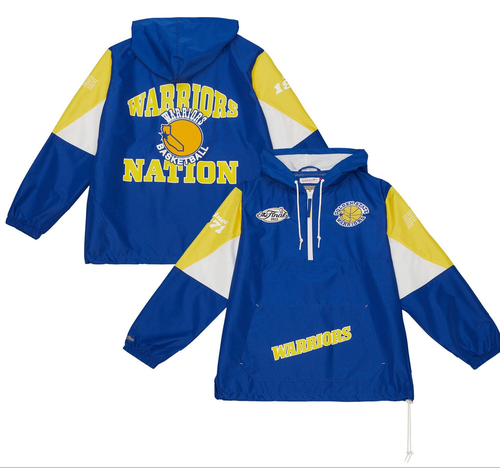 MENS MITCHELL & NESS NBA TEAM ORIGINS PULLOVER ANORAK WARRIORS