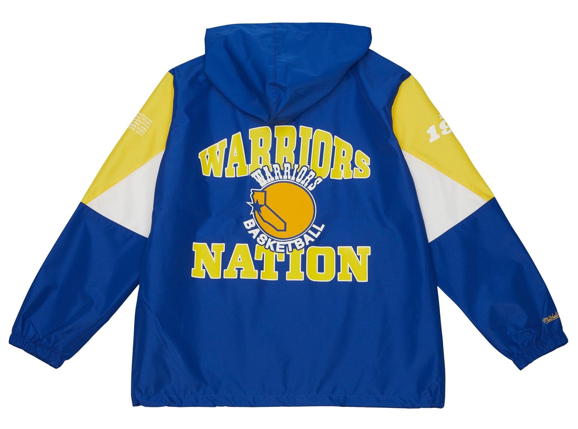 MENS MITCHELL & NESS NBA TEAM ORIGINS PULLOVER ANORAK WARRIORS