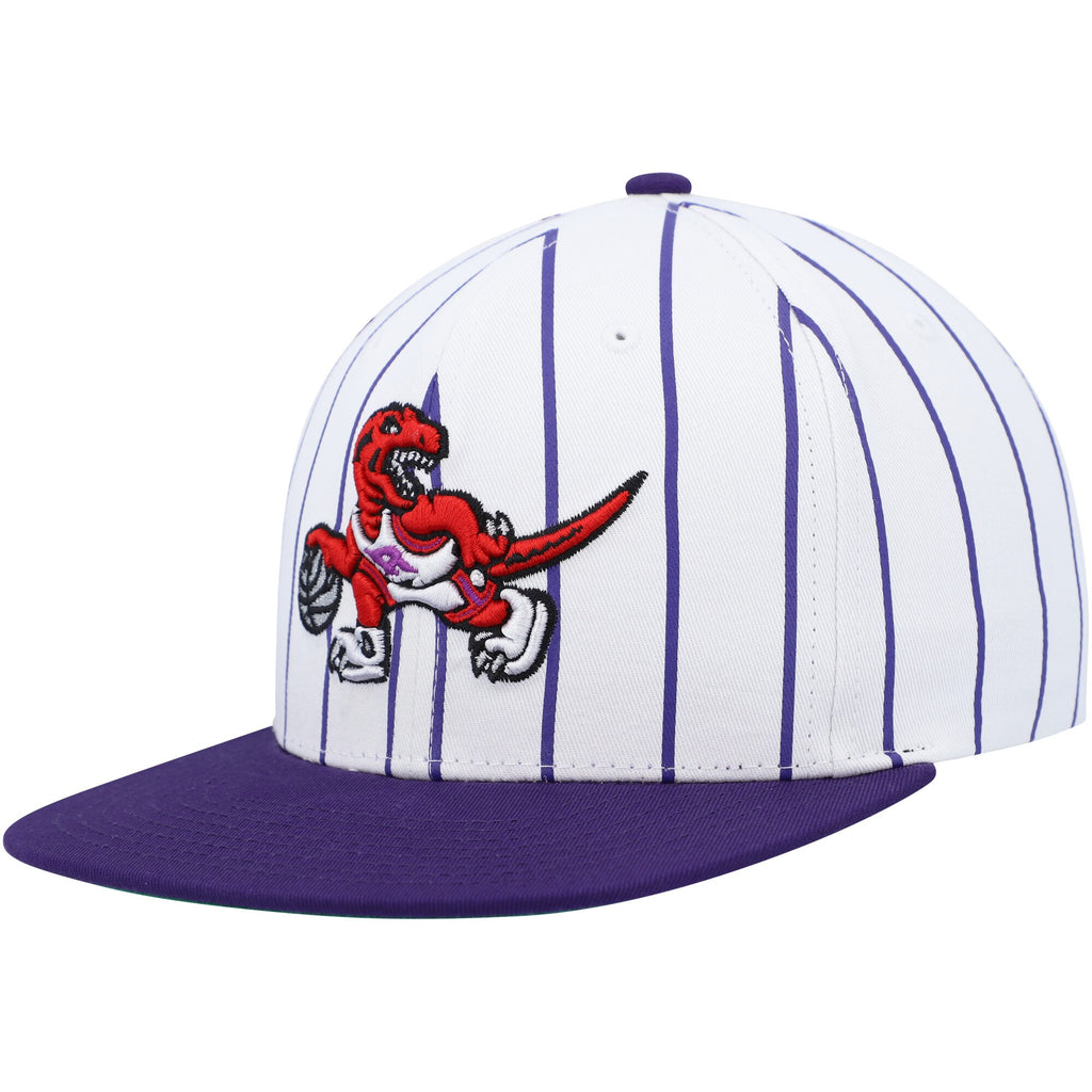 MENS MITCHELL & NESS NBA RETRO PINSTRIPE SNAPBACK HWC RAPTORS - WHITE