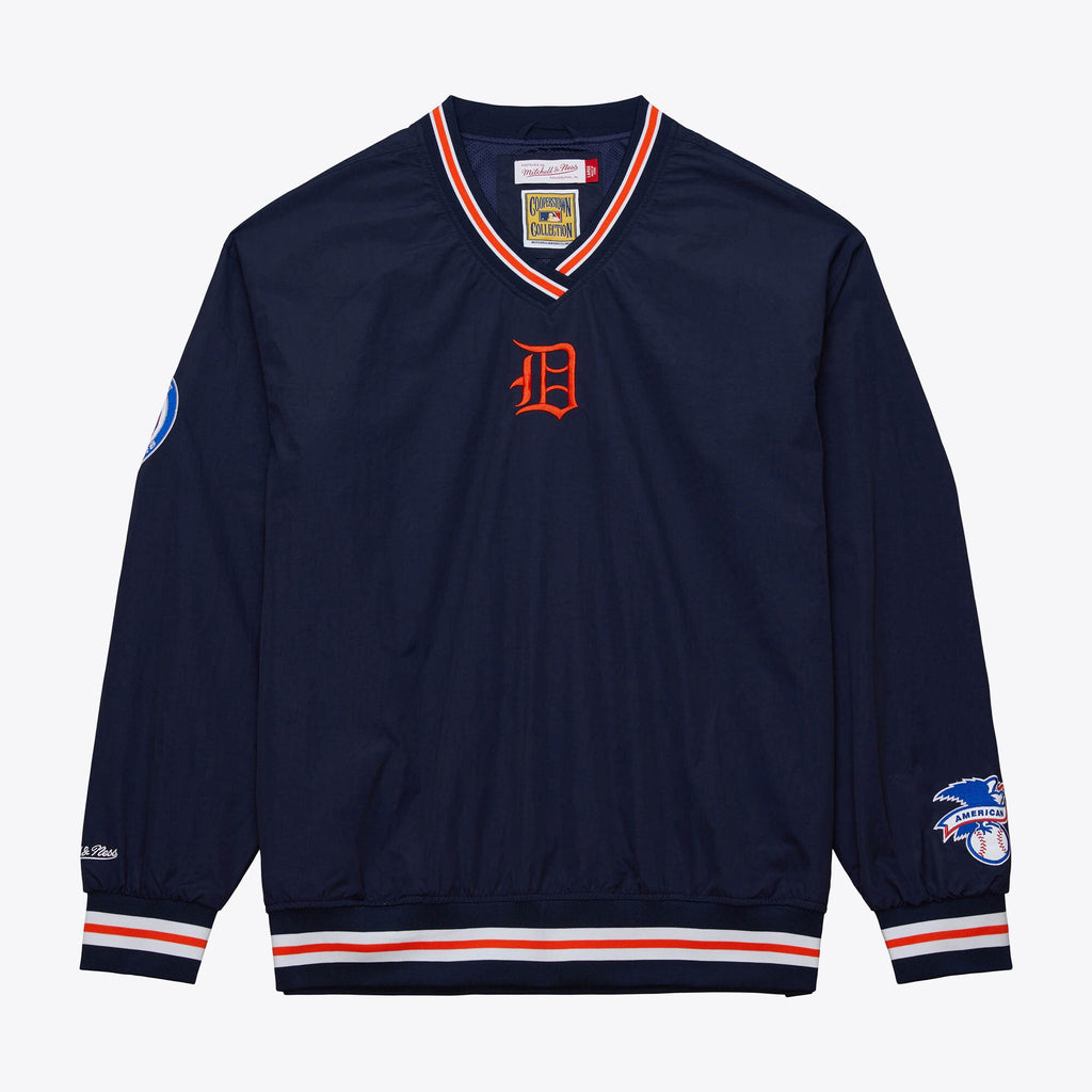 Mens Mitchell & Ness MLB CLASSIC NYLON PULLOVER VINTAGE LOGO TIGERS