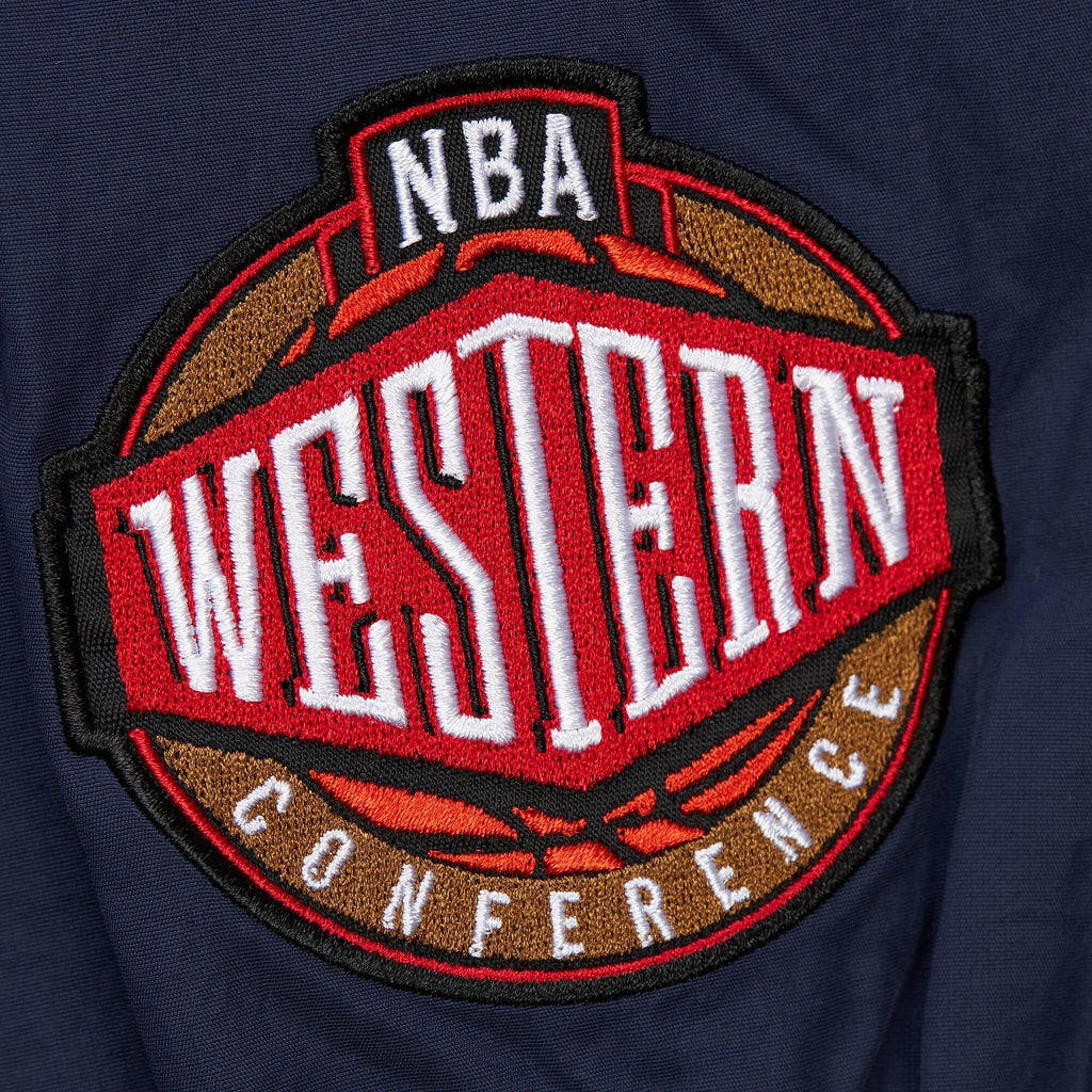 MENS MITCHELL & NESS NBA CLASSIC NYLON PULLOVER VINTAGE LOGO WARRIORS
