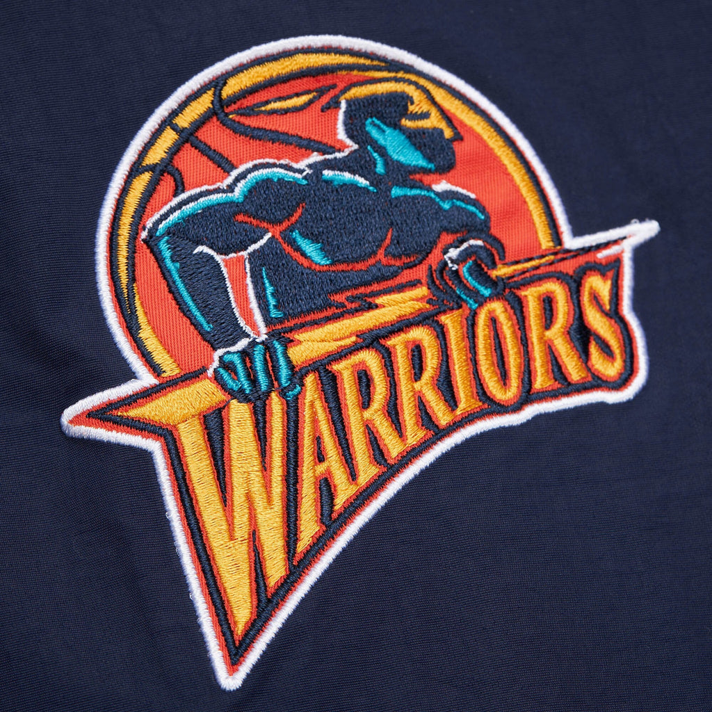 MENS MITCHELL & NESS NBA CLASSIC NYLON PULLOVER VINTAGE LOGO WARRIORS