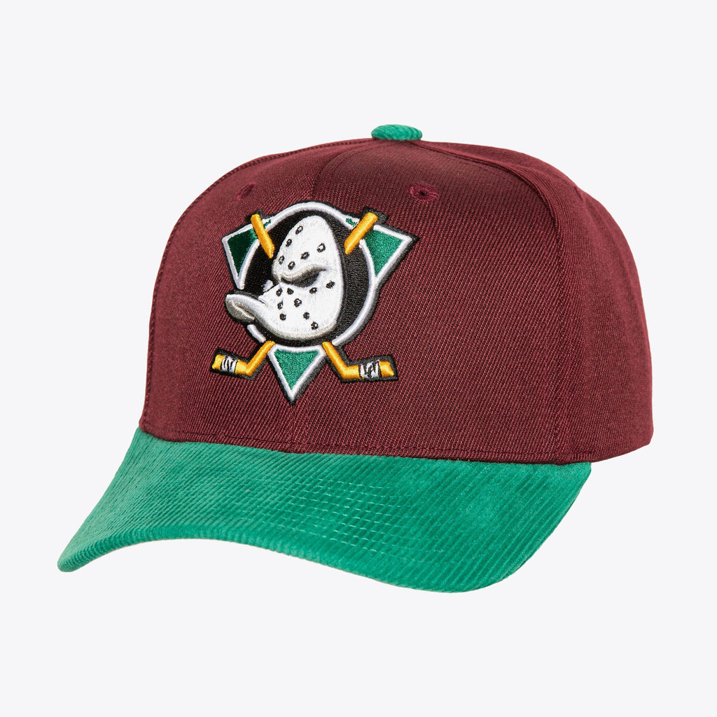 MENS MITCHELL & NESS NHL CORD PRO SNAPBACK VNTG DUCKS - PURPLE
