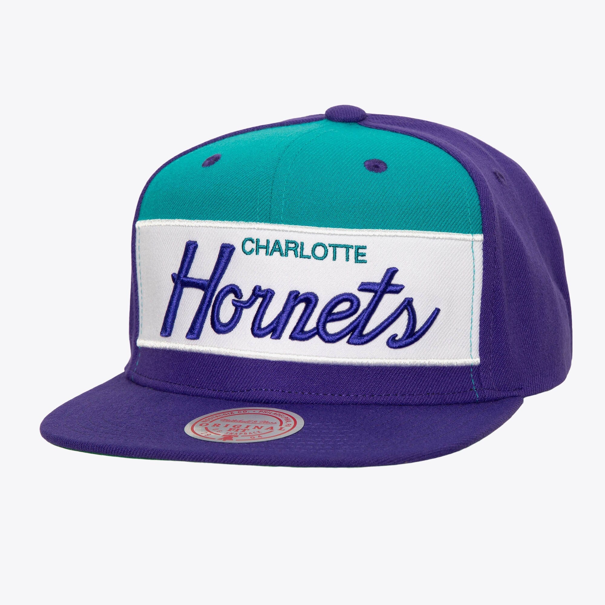 MENS MITCHELL & NESS NBA RETRO SPORT SNAPBACK HWC HORNETS - PURPLE