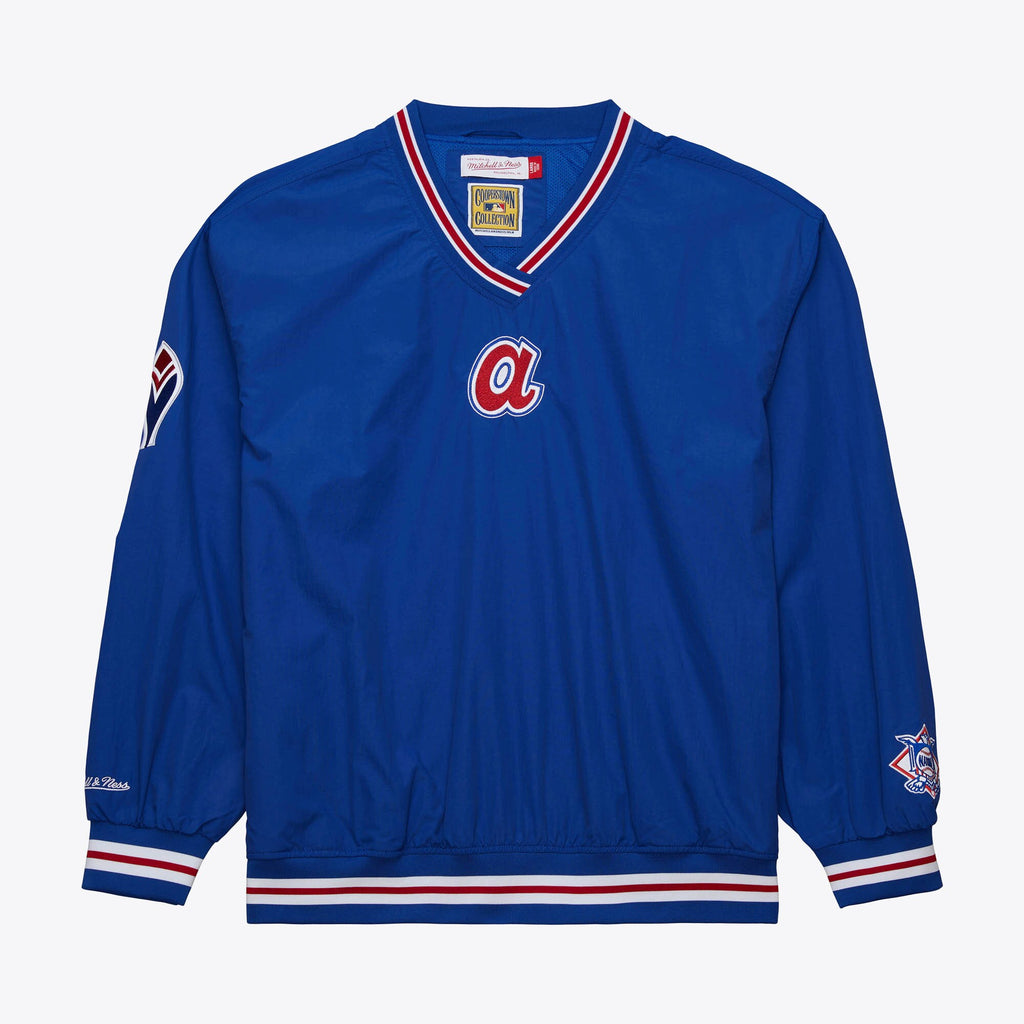 Mens Mitchell & Ness MLB CLASSIC NYLON PULLOVER VINTAGE LOGO BRAVES