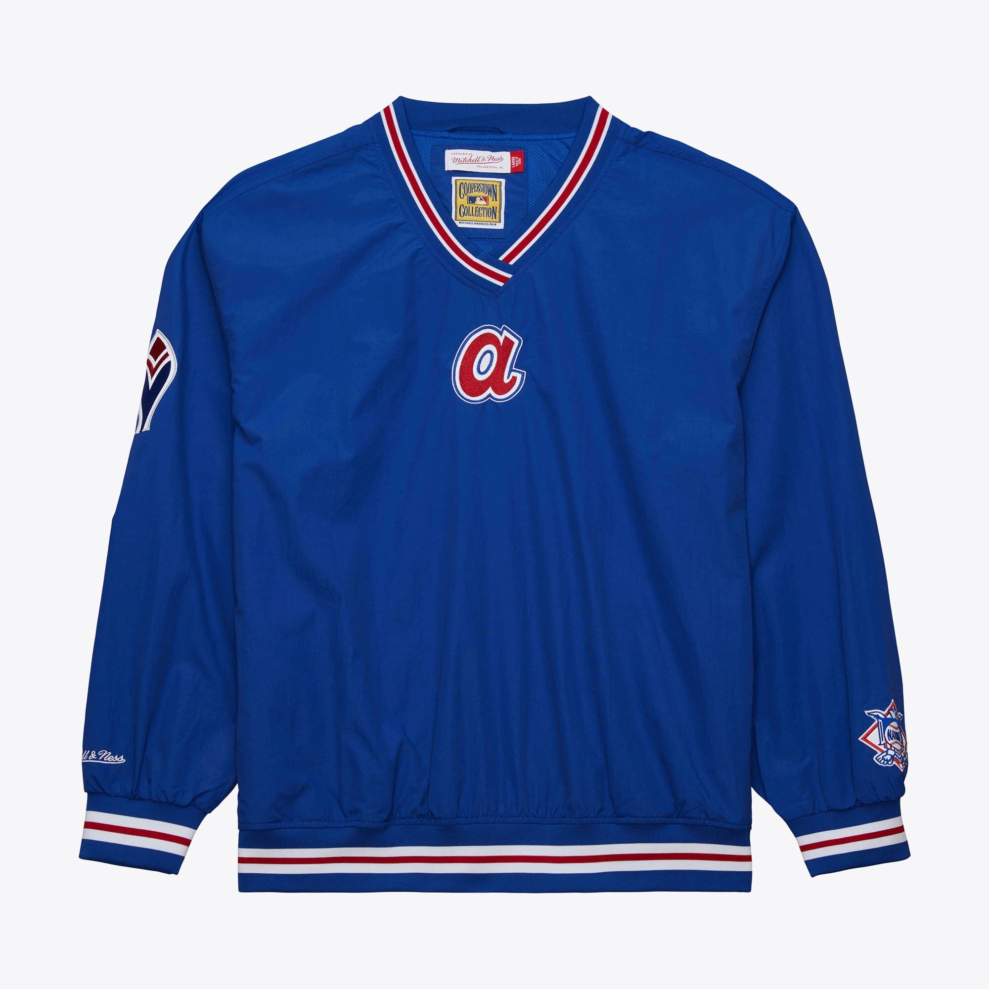 Mens Mitchell & Ness MLB CLASSIC NYLON PULLOVER VINTAGE LOGO BRAVES