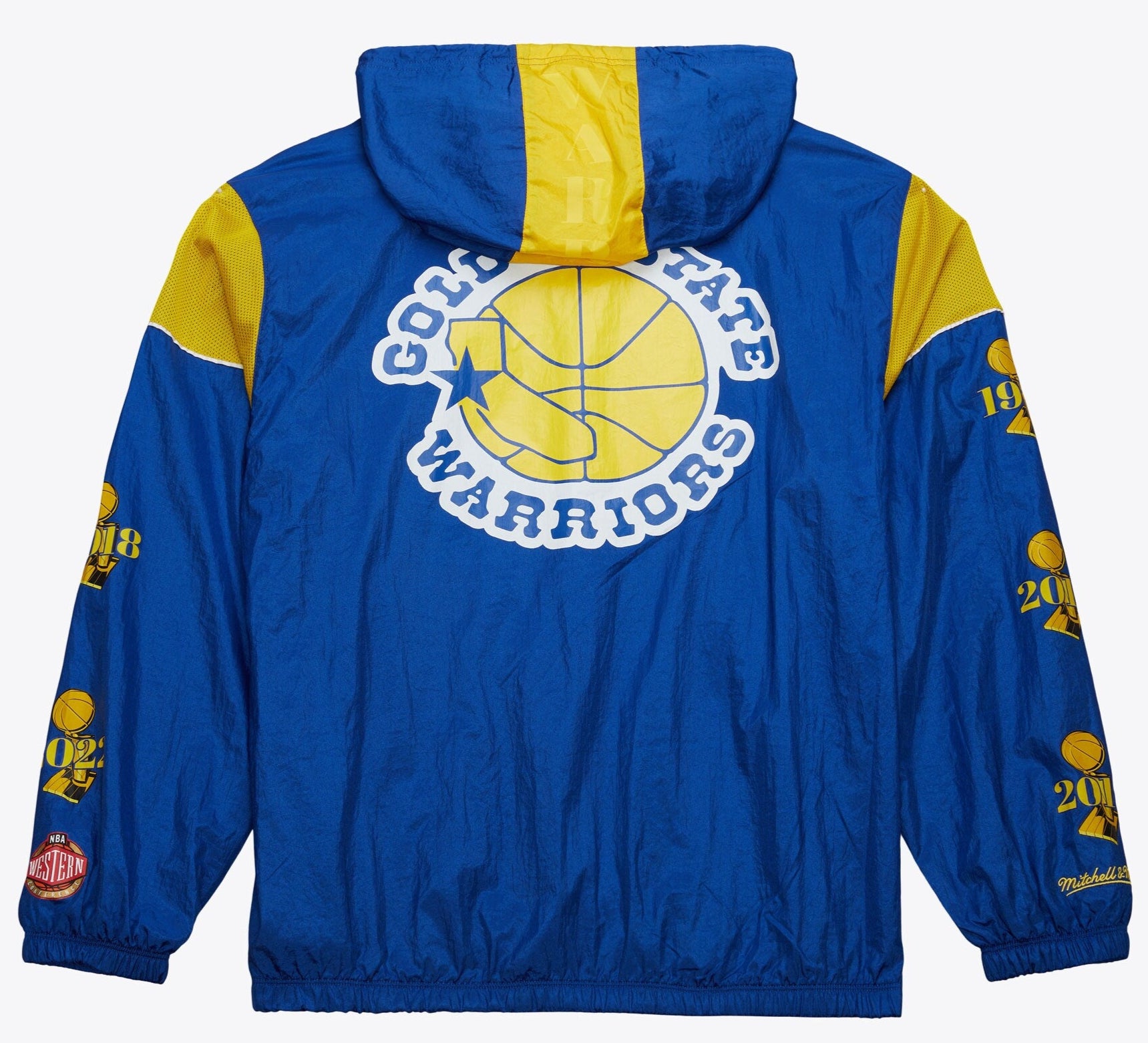 MENS MITCHELL & NESS NBA TEAM OG 3.0 ANORAK VINTAGE LOGO WARRIORS