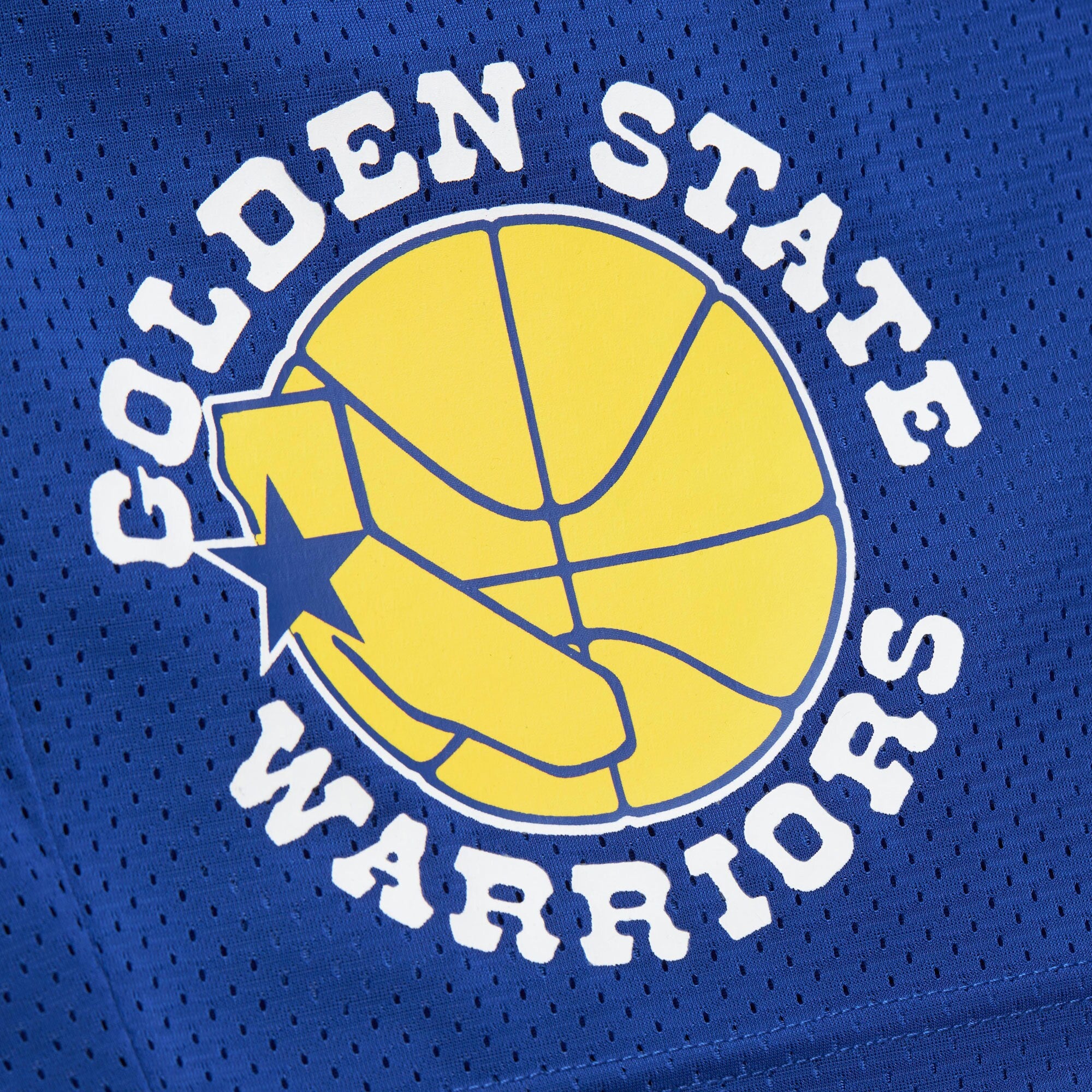 MENS MITCHELL & NESS NBA GAMEDAY MESH 7IN SHORTS VINTAGE LOGO WARRIORS