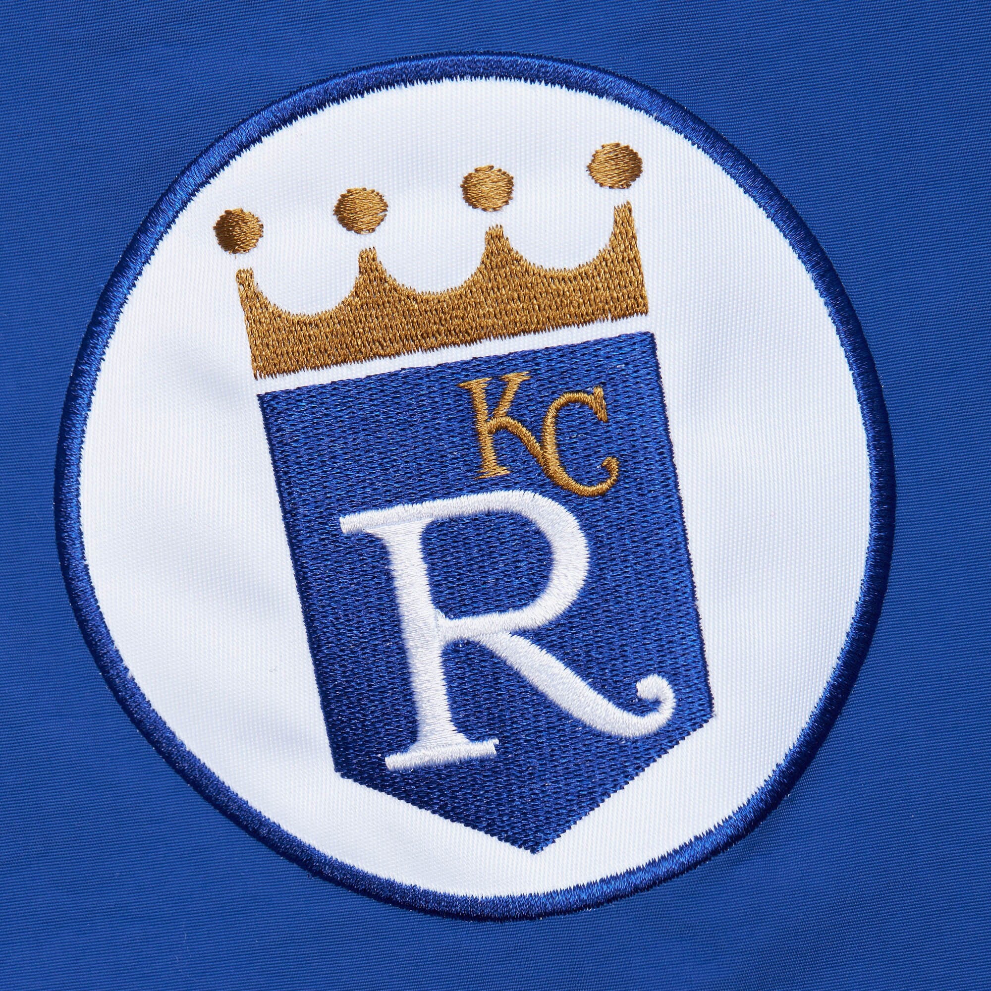 Mens Mitchell & Ness MLB CLASSIC NYLON PULLOVER VINTAGE LOGO ROYALS