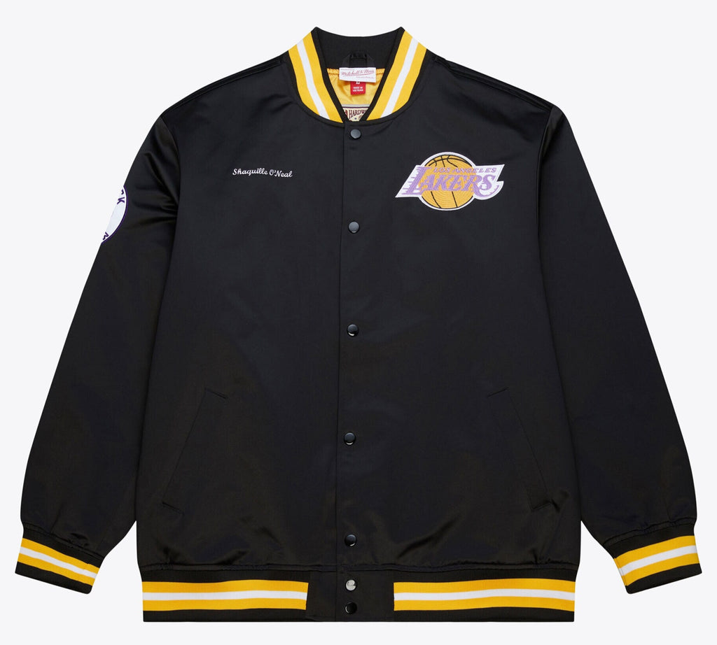MENS MITCHELL & NESS NBA SATIN JACKET VINTAGE LOGO LAKERS SHAQUILLE O'NEAL