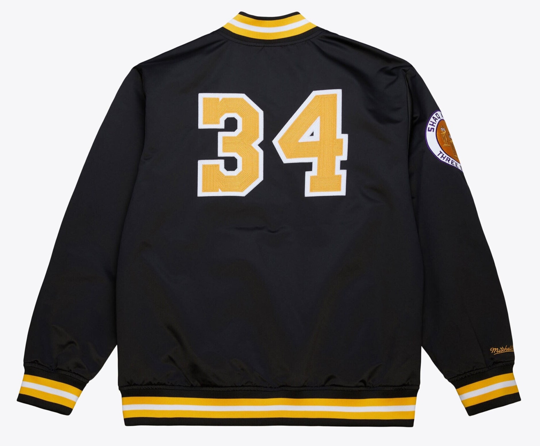 MENS MITCHELL & NESS NBA SATIN JACKET VINTAGE LOGO LAKERS SHAQUILLE O'NEAL
