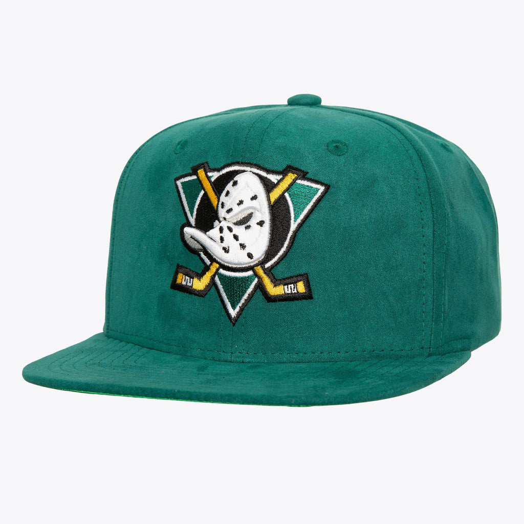 MENS MITCHELL & NESS NHL SWEET SUEDE SNAPBACK VNTG DUCKS - TEAL