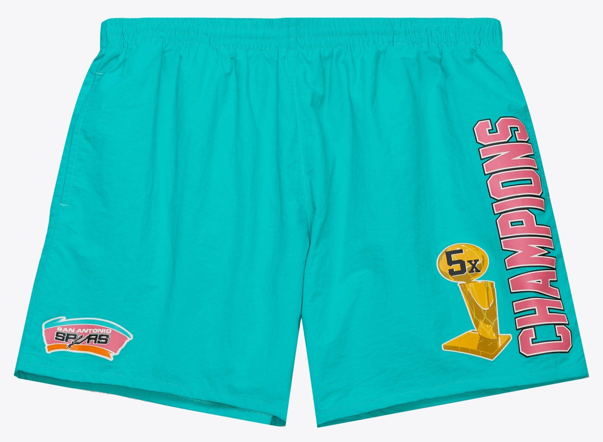 MENS MITCHELL & NESS NBA TEAM HERITAGE WOVEN SHORTS SPURS