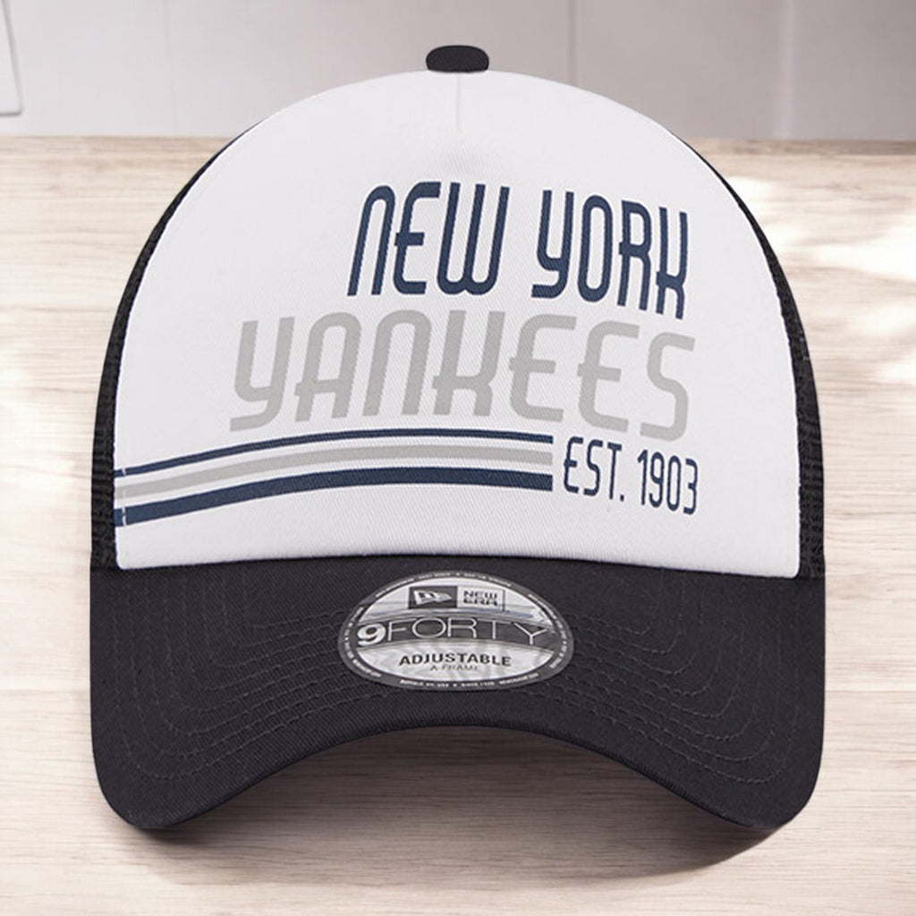 [60371934] Mens New Era MLB 940 STACKED A-FRAME TRUCKER ADJUSTABLE - NY YANKEES