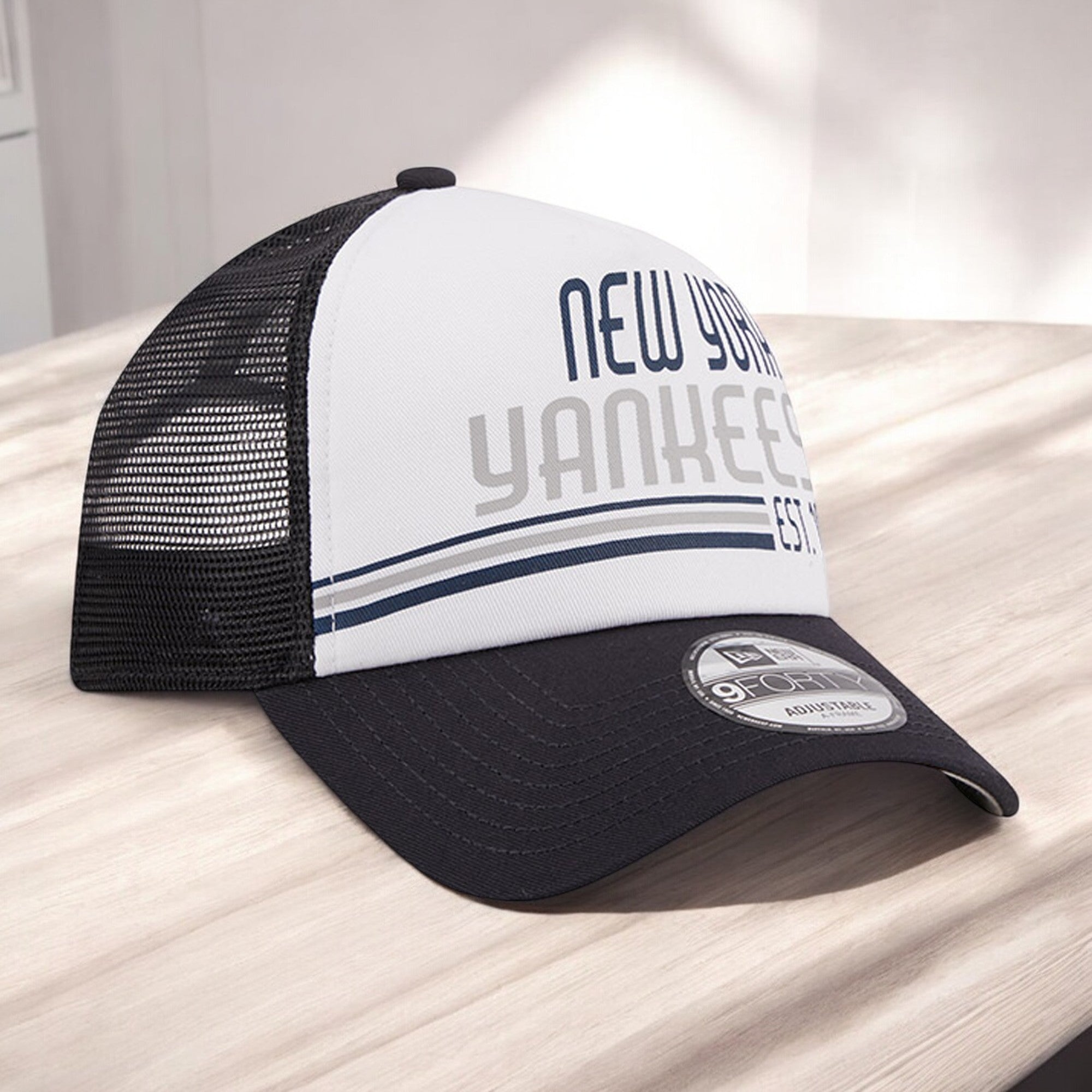[60371934] Mens New Era MLB 940 STACKED A-FRAME TRUCKER ADJUSTABLE - NY YANKEES