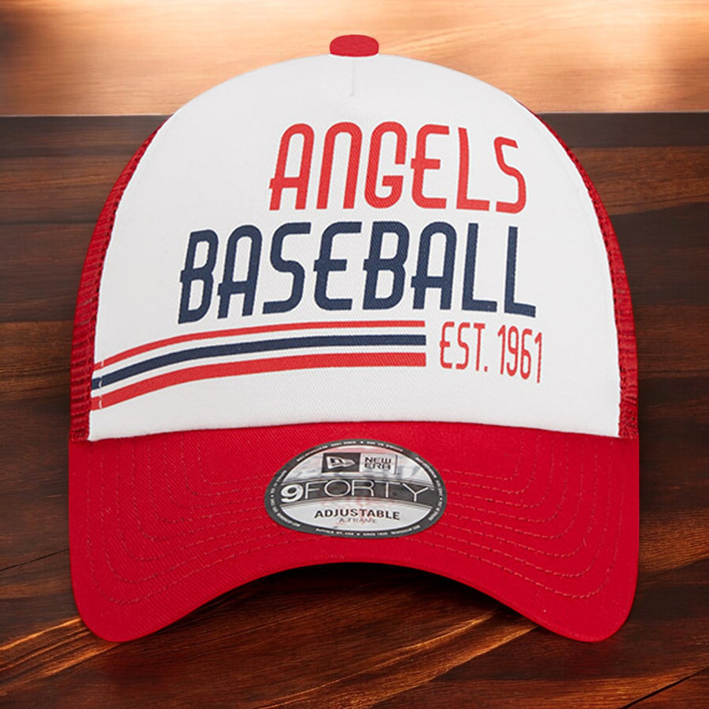 [60371915] Mens New Era MLB 940 STACKED A-FRAME TRUCKER ADJUSTABLE - LA ANGELS