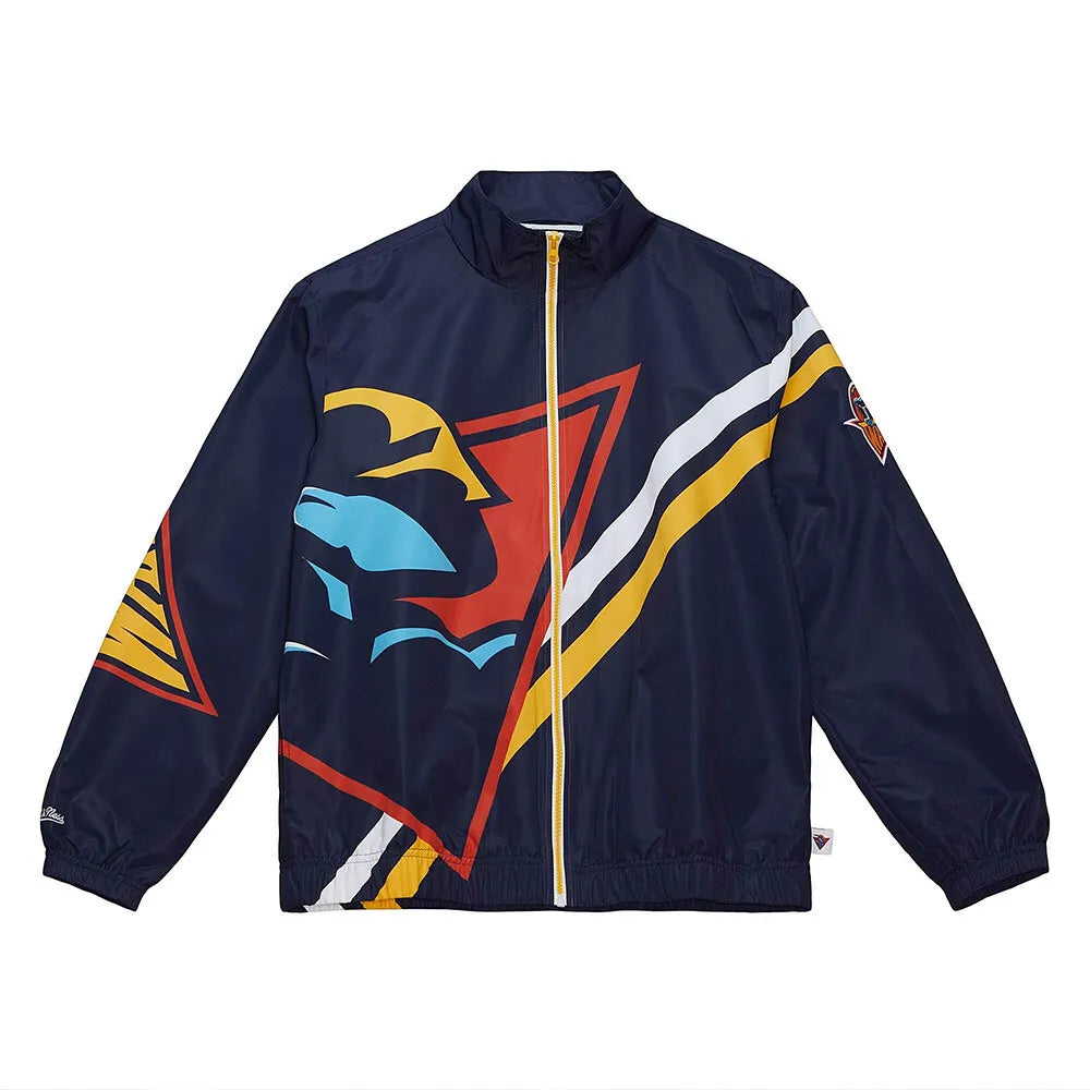 MENS MITCHELL & NESS EXPLODED LOGO WARM UP JACKET WARRIORS