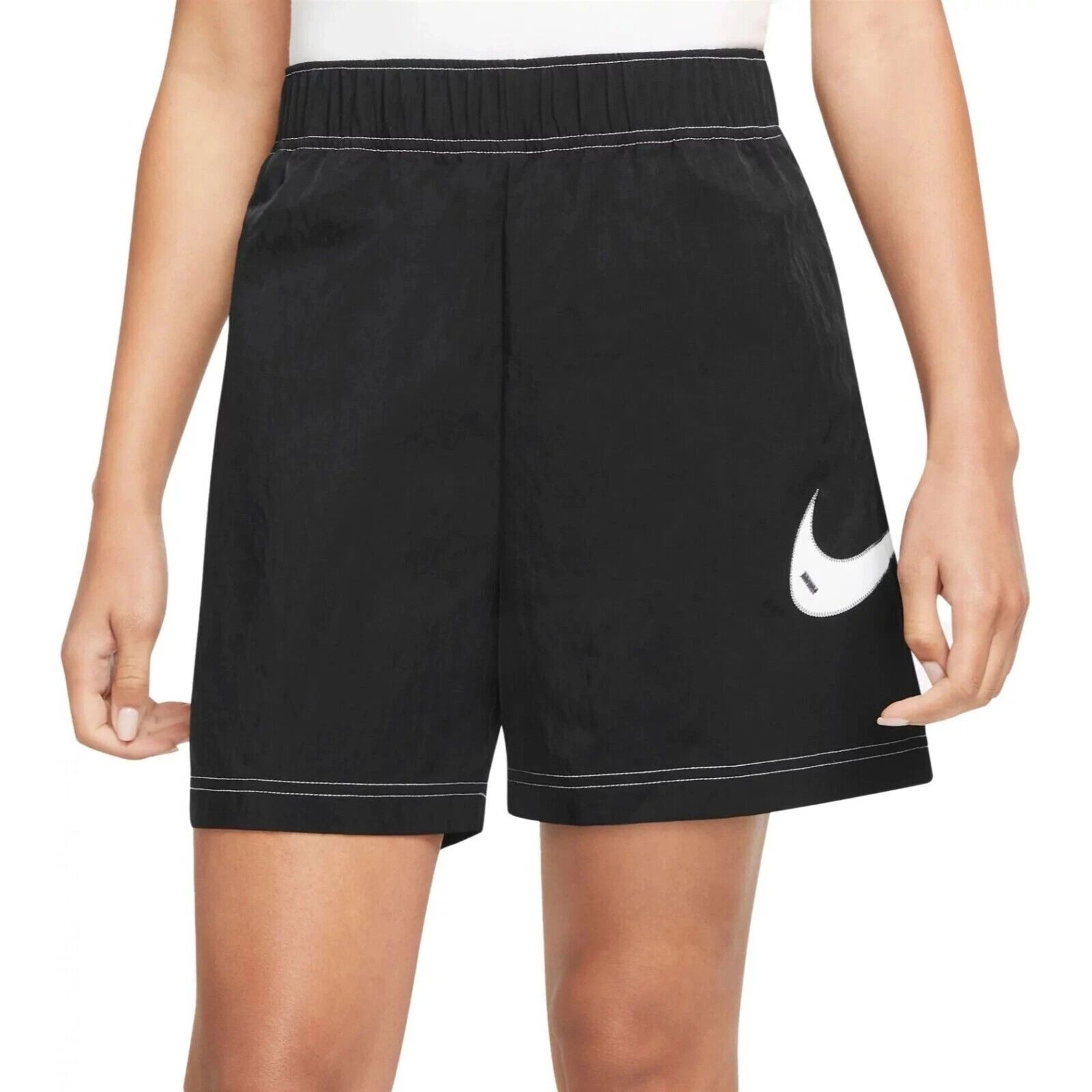 [DM6752-010] WOMENS NIKE SWOOSH HIGH WAISTED LOOSE SHORTS