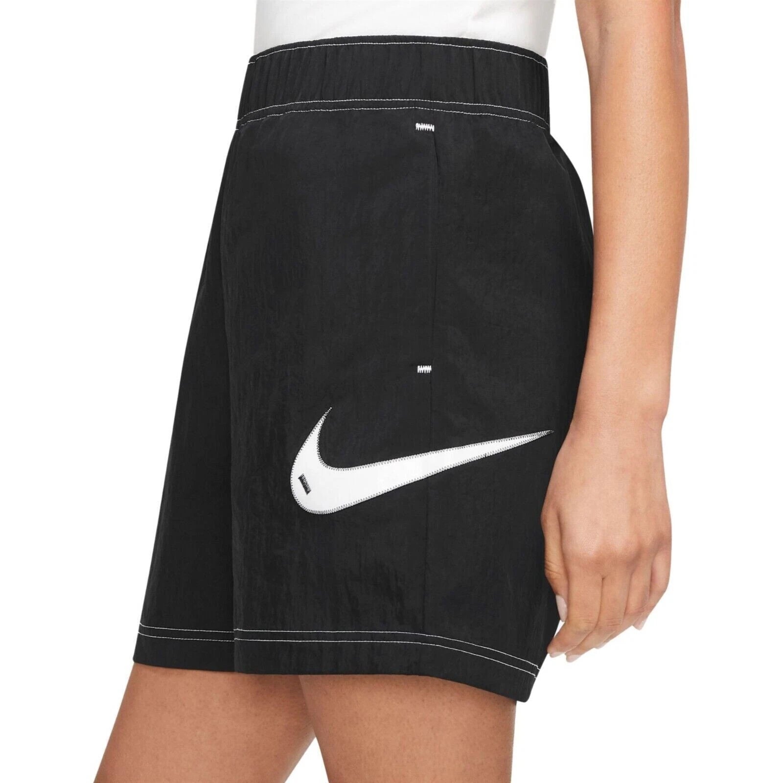 [DM6752-010] WOMENS NIKE SWOOSH HIGH WAISTED LOOSE SHORTS
