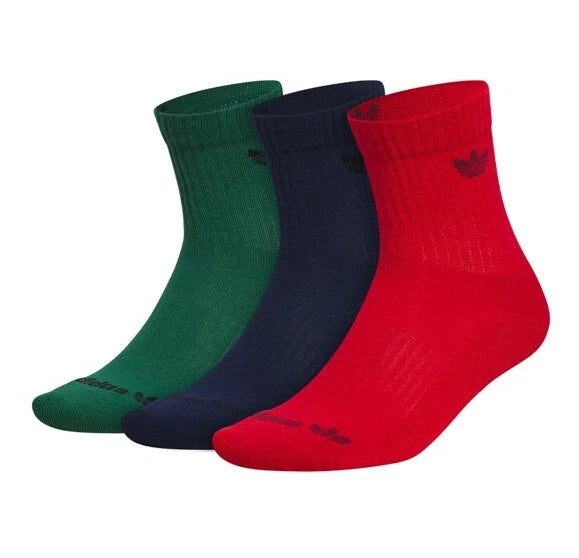 [IU9032C] UNISEX ADIDAS ORIGINALS TREFOIL SOCKS 3 PAIR HIGH QUARTER BRIGHT
