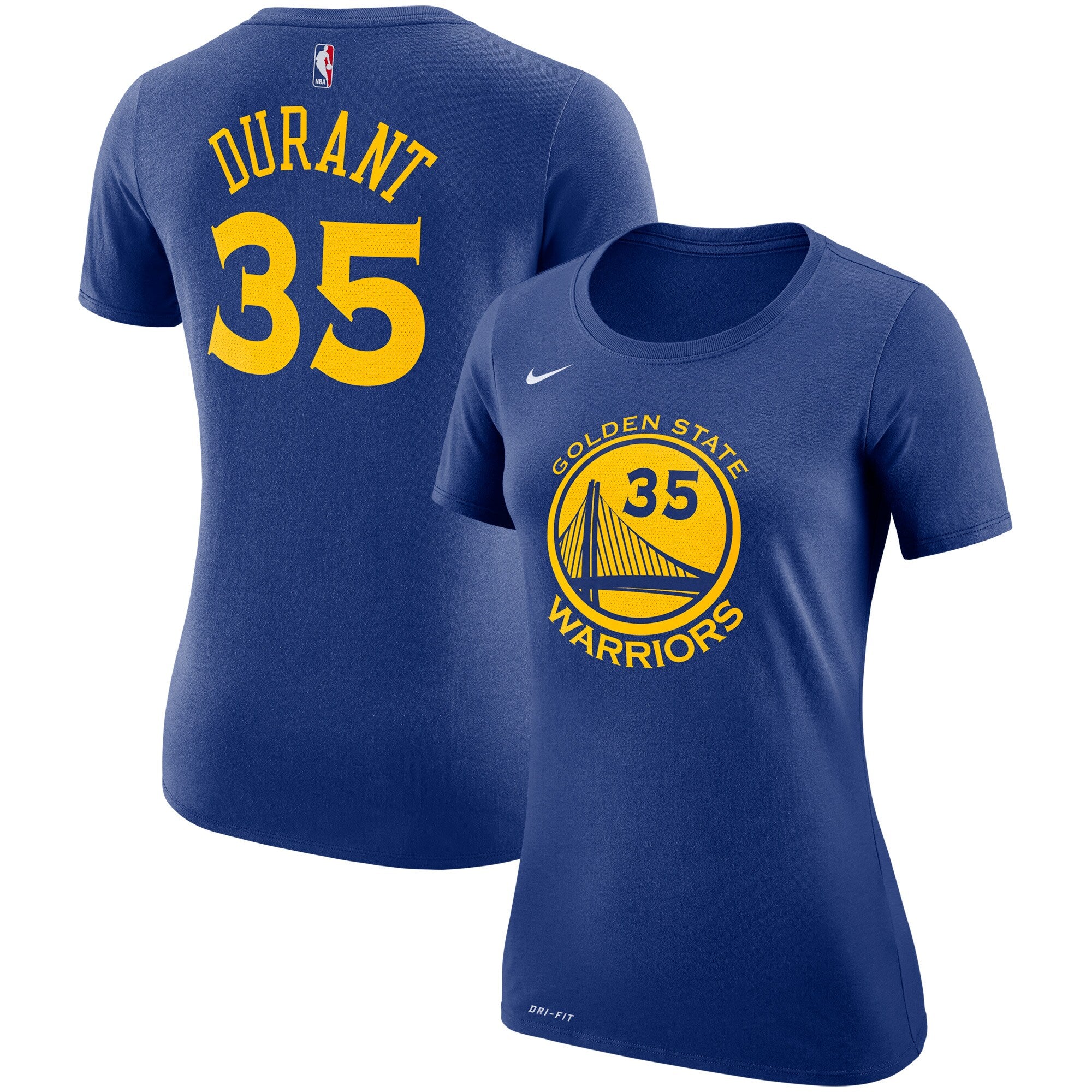 [871408-497] Womens Nike NBA Golden State Warriors Kevin Durant Name & Number T-Shirt