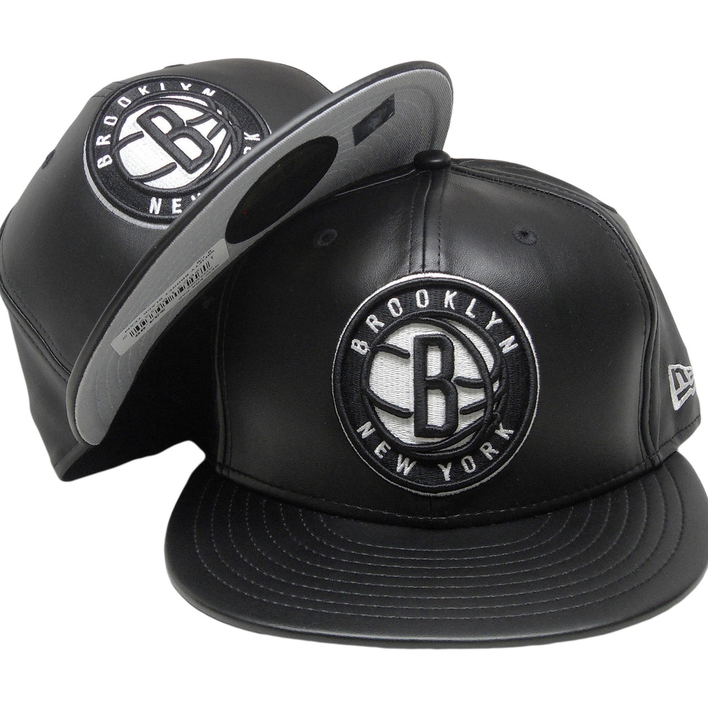 [70344059] Mens New Era NBA 59Fifty Faux Leather Fitted Cap Brooklyn Nets