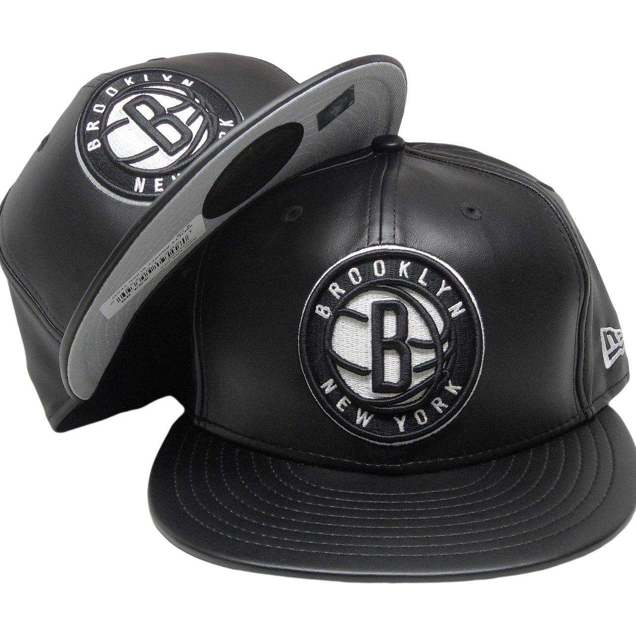 [70344059] Mens New Era NBA 59Fifty Faux Leather Fitted Cap Brooklyn Nets