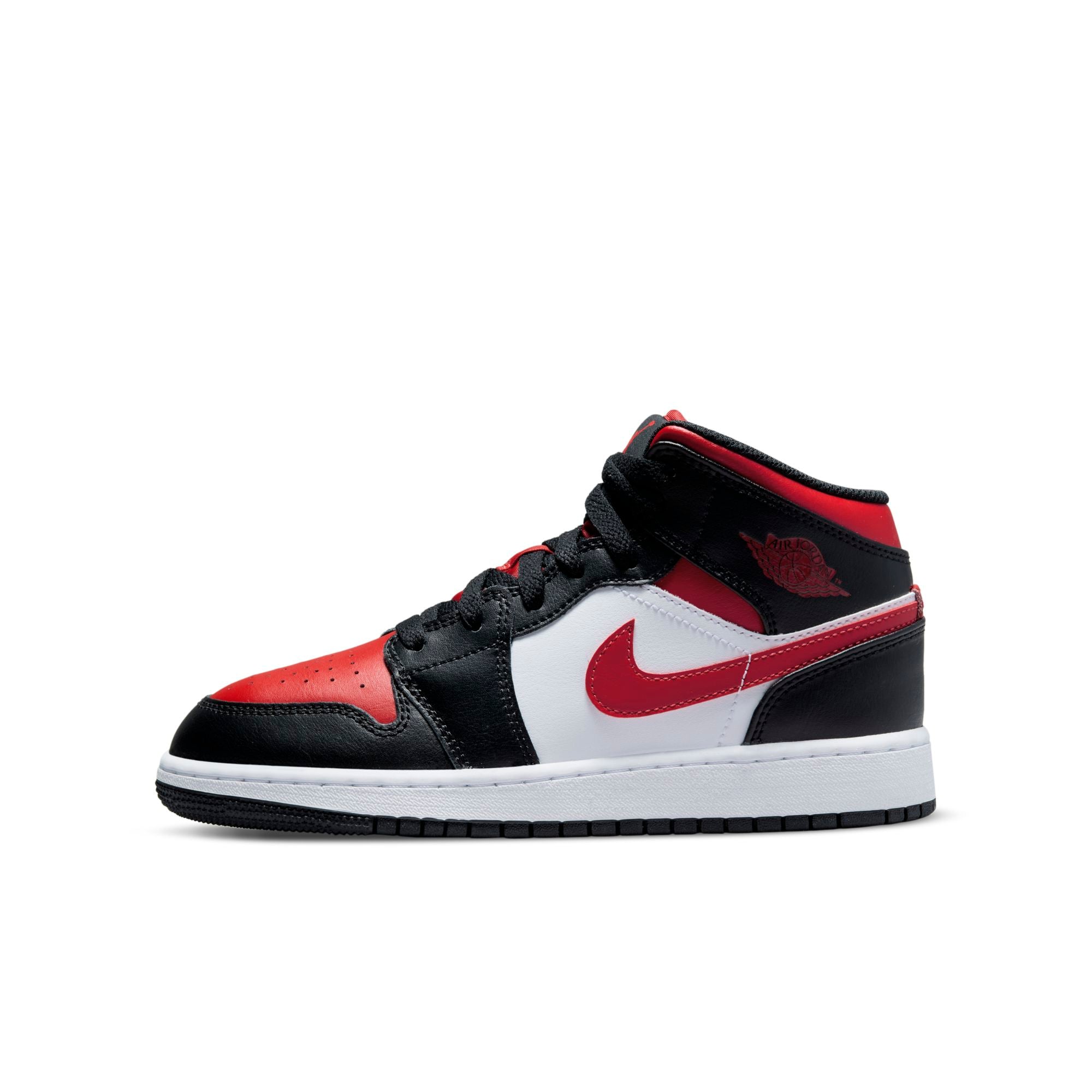 [554725-079] Youth Air Jordan Retro 1 Mid 'Black Fire Red' (GS)