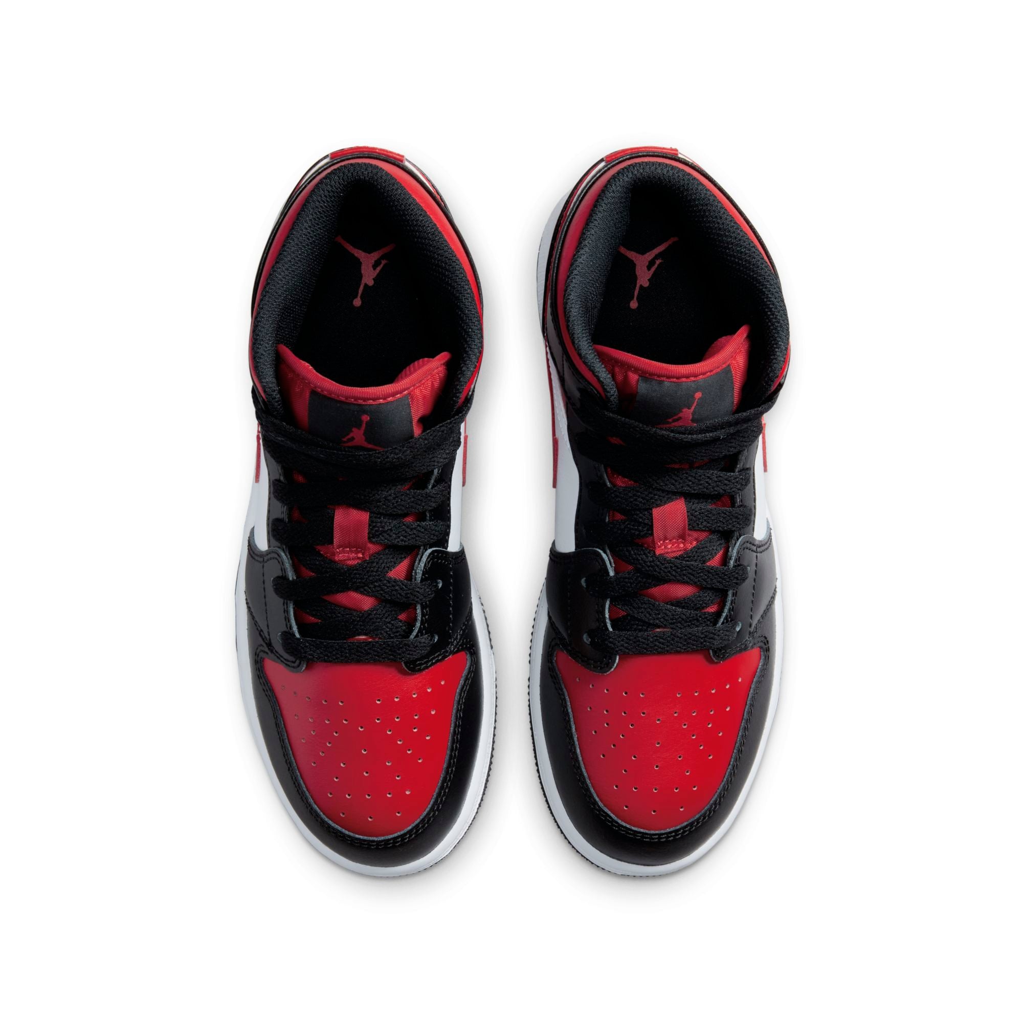 [554725-079] Youth Air Jordan Retro 1 Mid 'Black Fire Red' (GS)