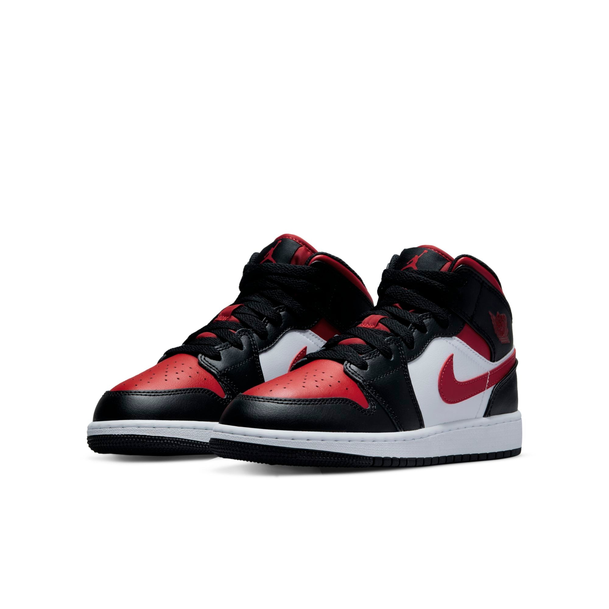 [554725-079] Youth Air Jordan Retro 1 Mid 'Black Fire Red' (GS)