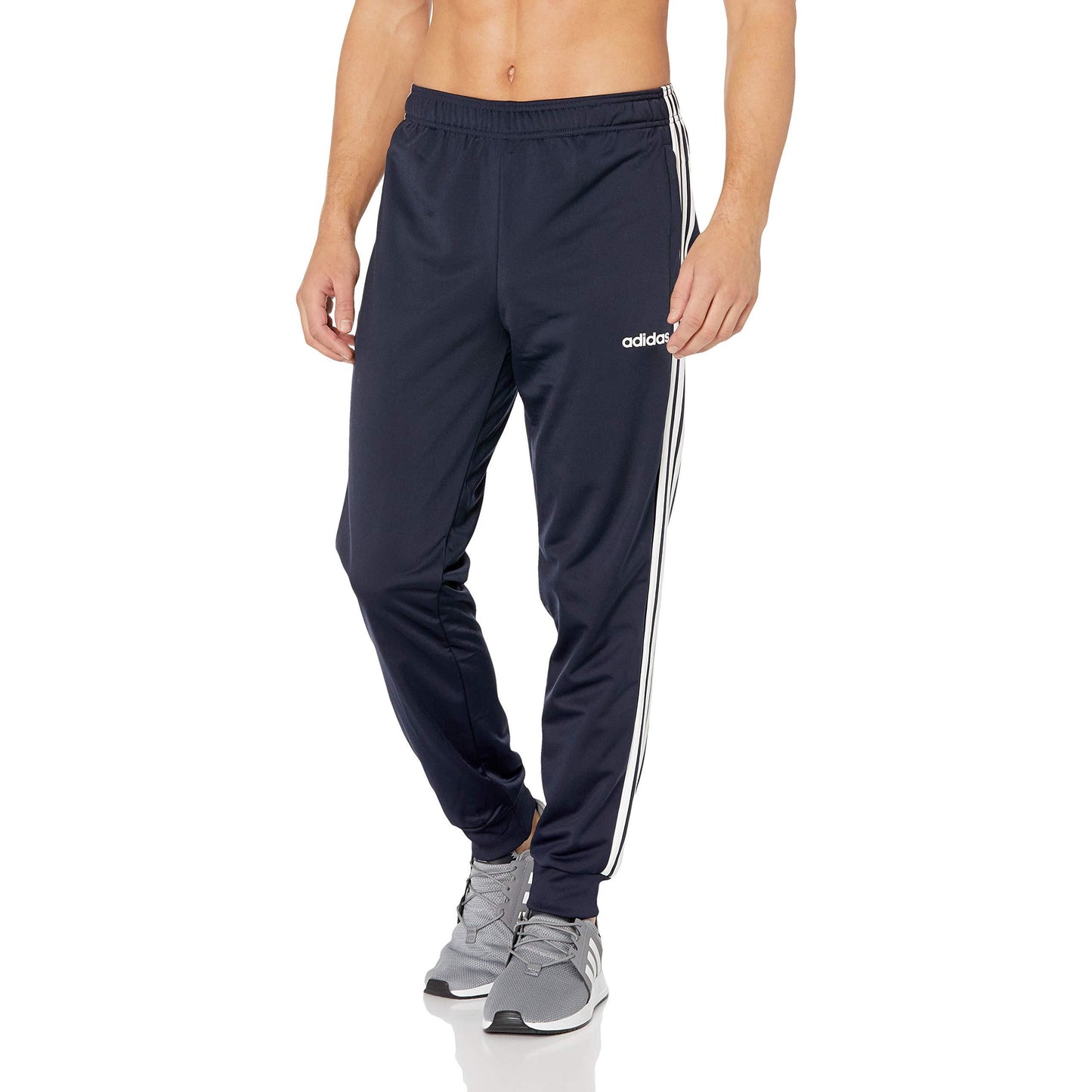 [DU0452] Mens Adidas Essentials 3-Stripes Tapered Tricot Pants