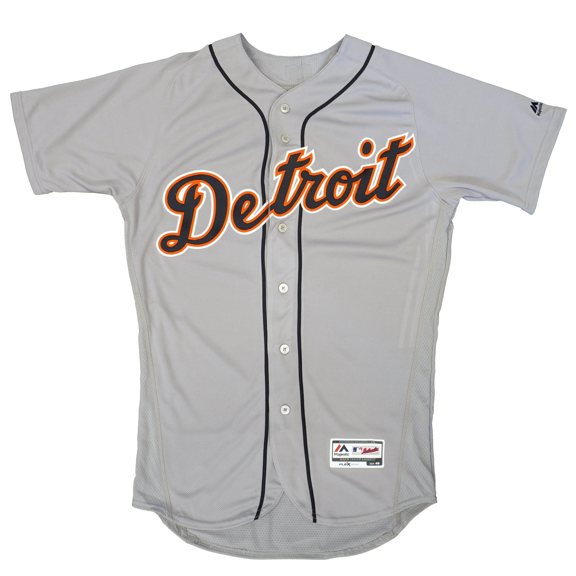 Mens MLB Detroit Tigers Authentic On Field Flex Base Jersey - Road Gray