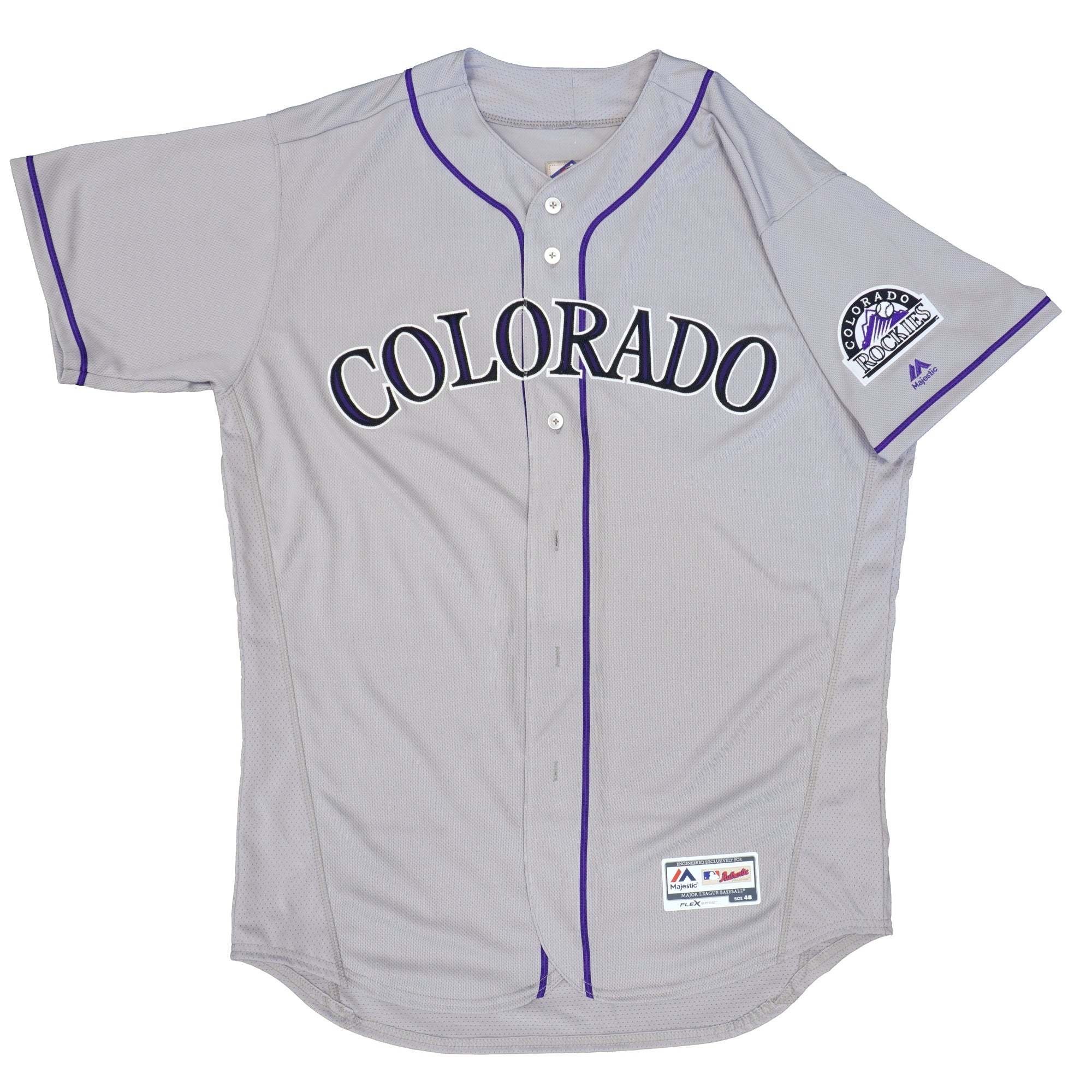 Mens MLB Colorado Rockies Authentic On Field Flex Base Jersey - Road Gray