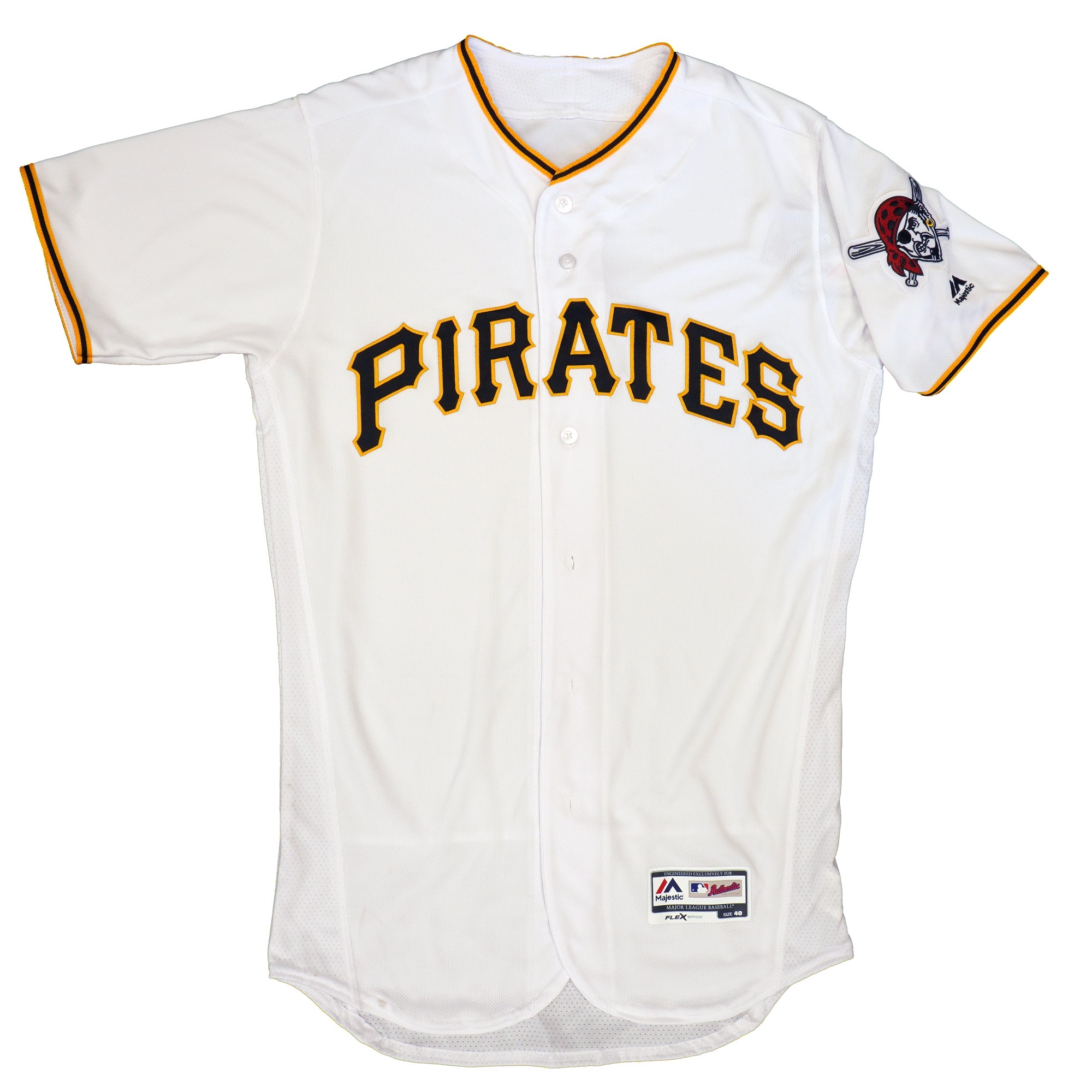 Mens MLB Pittsburgh Pirates Authentic On Field Flex Base Jersey - Home White